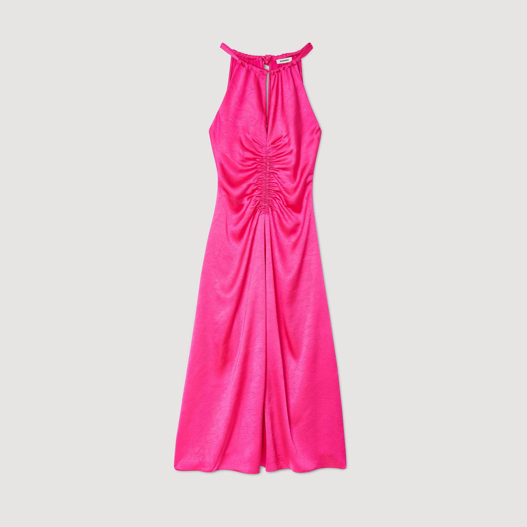 RUCHED SATIN-EFFECT MAXI DRESS - 1