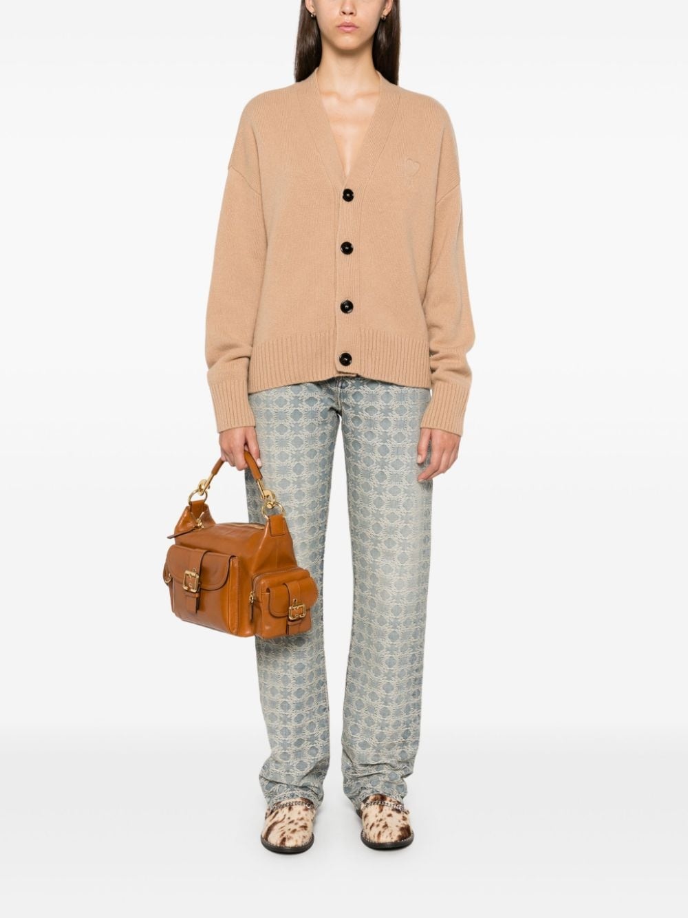 wool-cashmere v-neck cardigan - 2