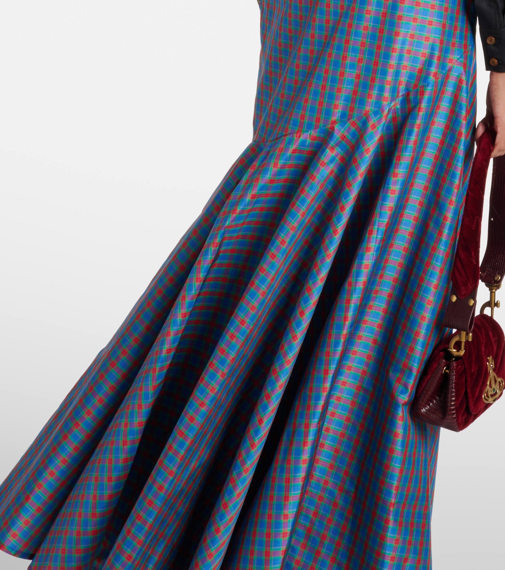 Checked ruffled silk-blend maxi skirt - 6