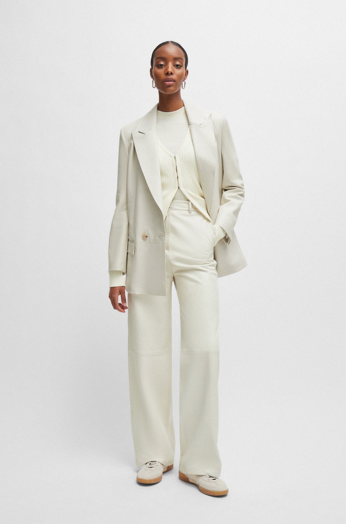 REGULAR-FIT LEATHER TROUSERS WITH WIDE LEG - 3