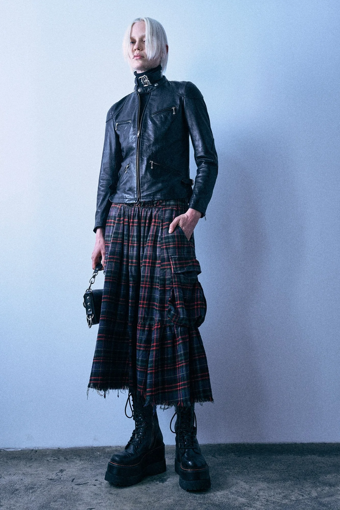 Raw Hem Gathered Cargo Skirt - 1
