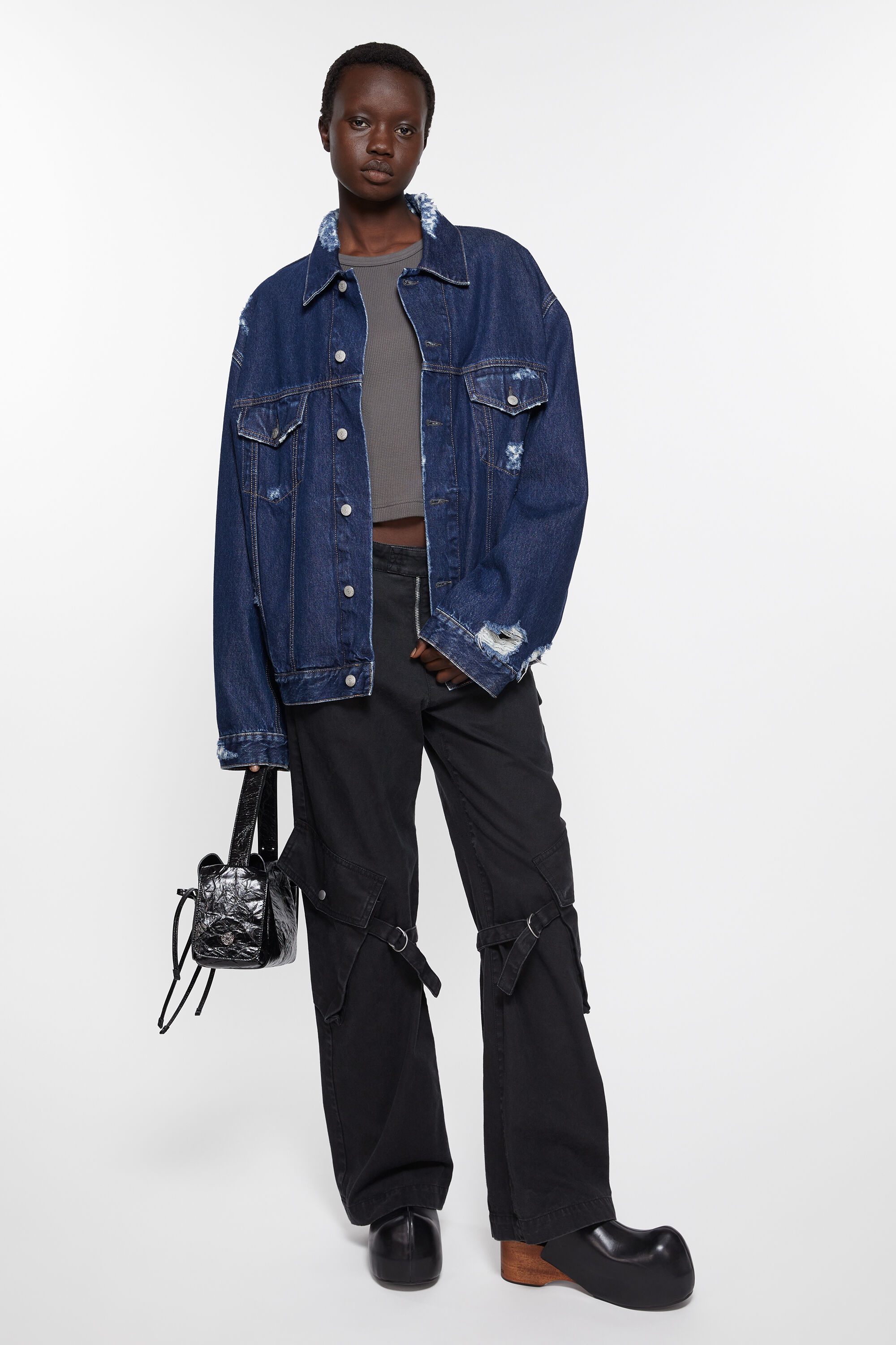 Distressed denim jacket - Relaxed fit - Mid blue - 5