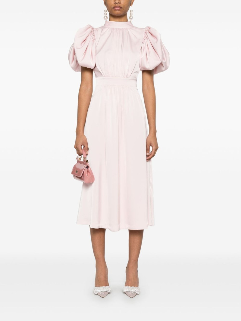 ROTATE puff-sleeve satin midi dress outlook