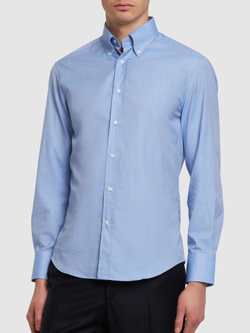 Cotton twill button down shirt - 4