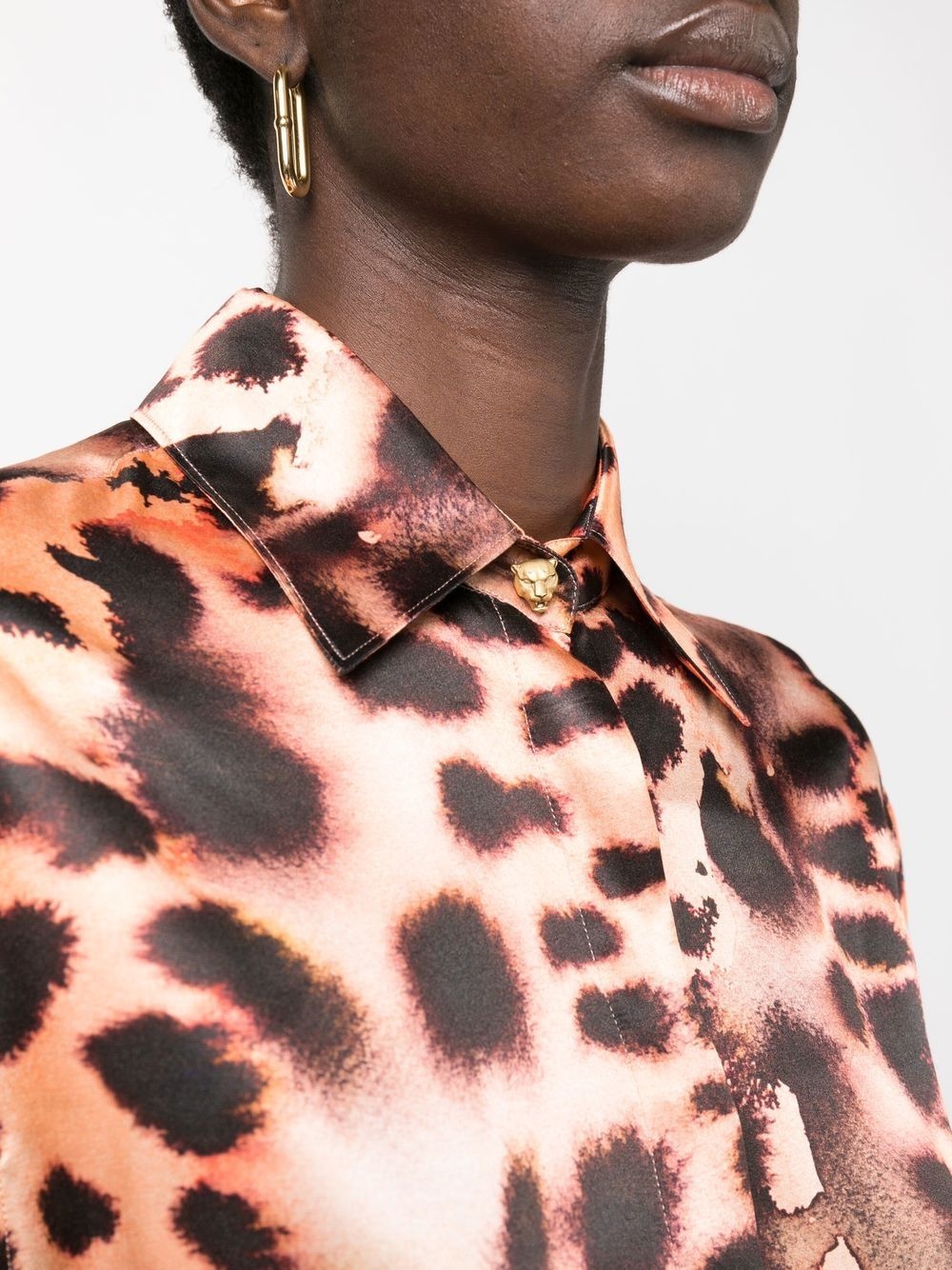 silk leopard print blouse - 5