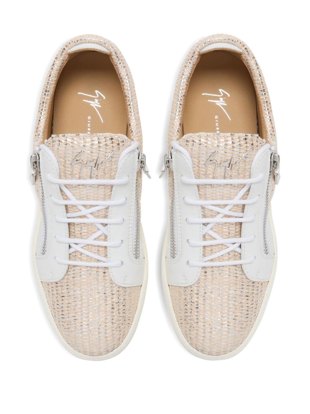woven-panel side-zip sneakers - 3