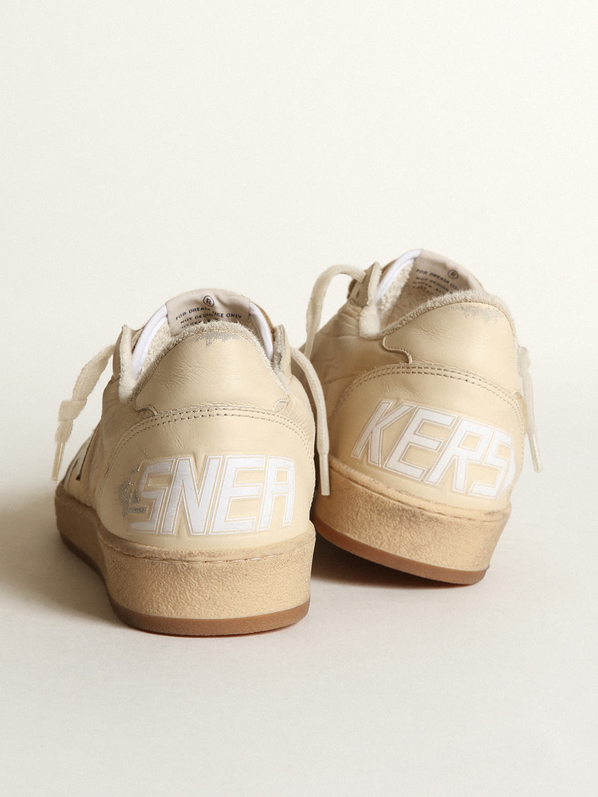 Women’s Ball Star sneakers in milk-white nylon with white leather star and milk-white leather heel t - 5