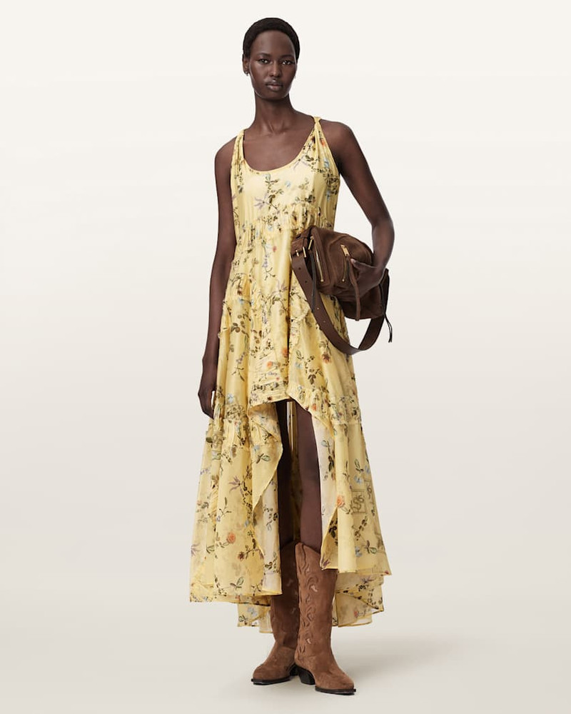 ALLSAINTS DORINA FLORAL ASYMMETRIC DRESS outlook