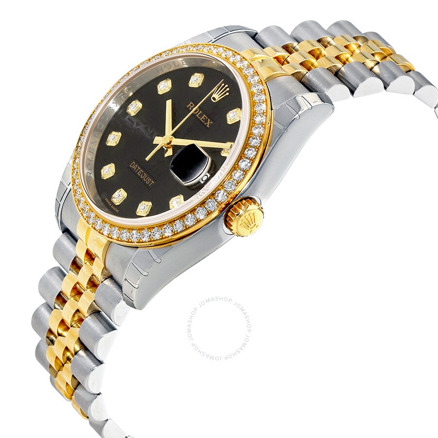 Rolex Datejust Black Dial Ladies 18 Carat Yellow Gold and Stainless Steel Watch 116243BKJDJ - 2