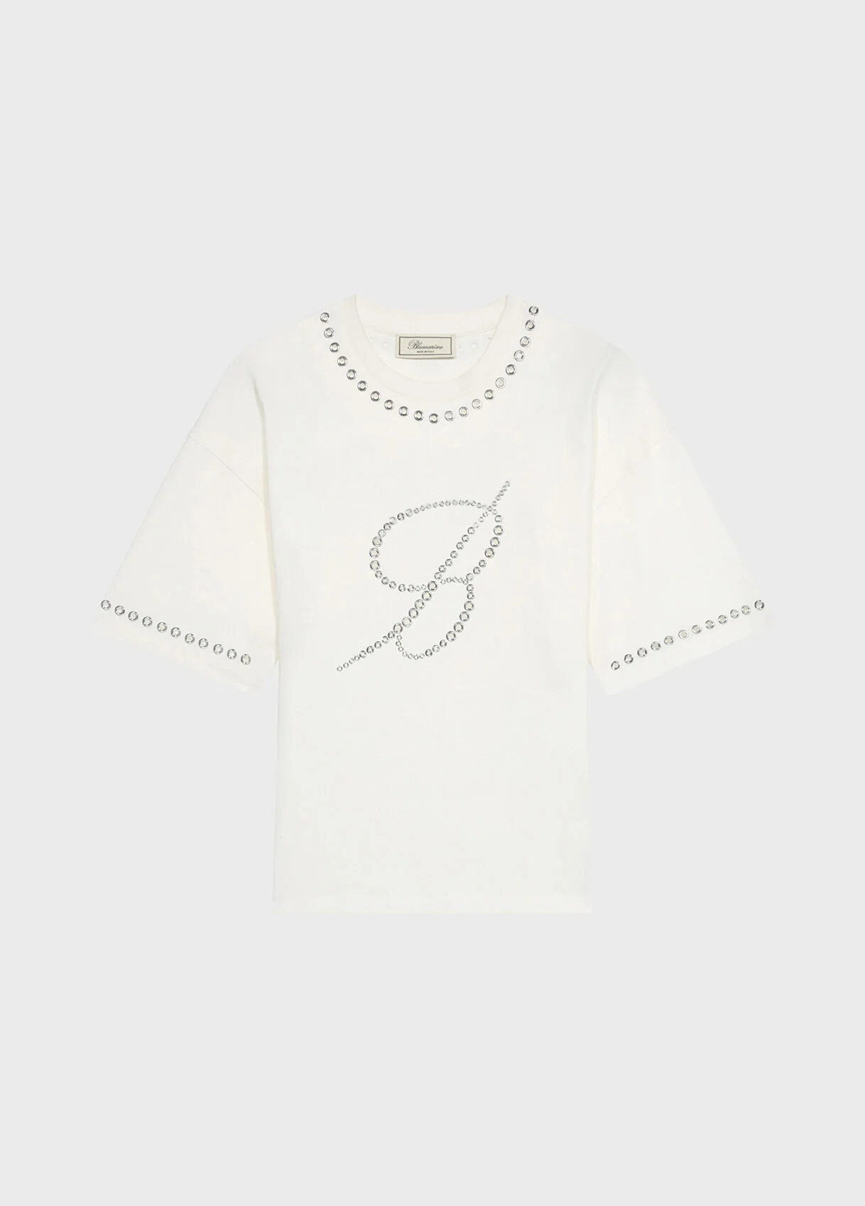 T-SHIRT WITH EMBROIDERED LOGO IN METAL EYELETS - 1