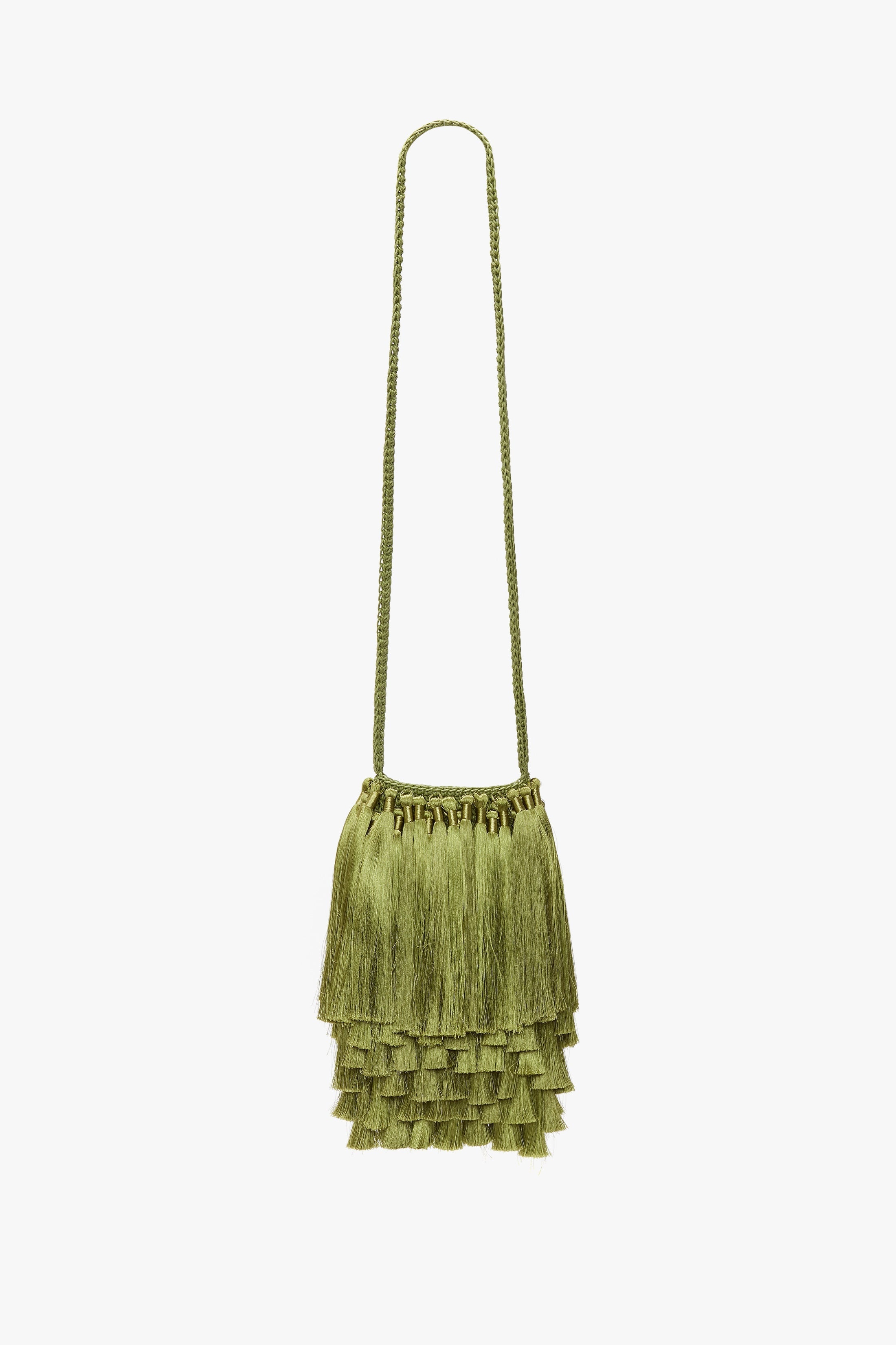 Mini Tassel Pouch in Olive Green - 1