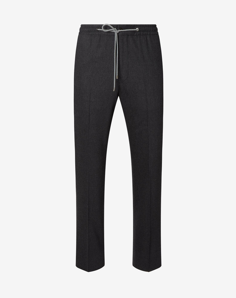 Anthracite grey wool and cashmere flannel trousers 1