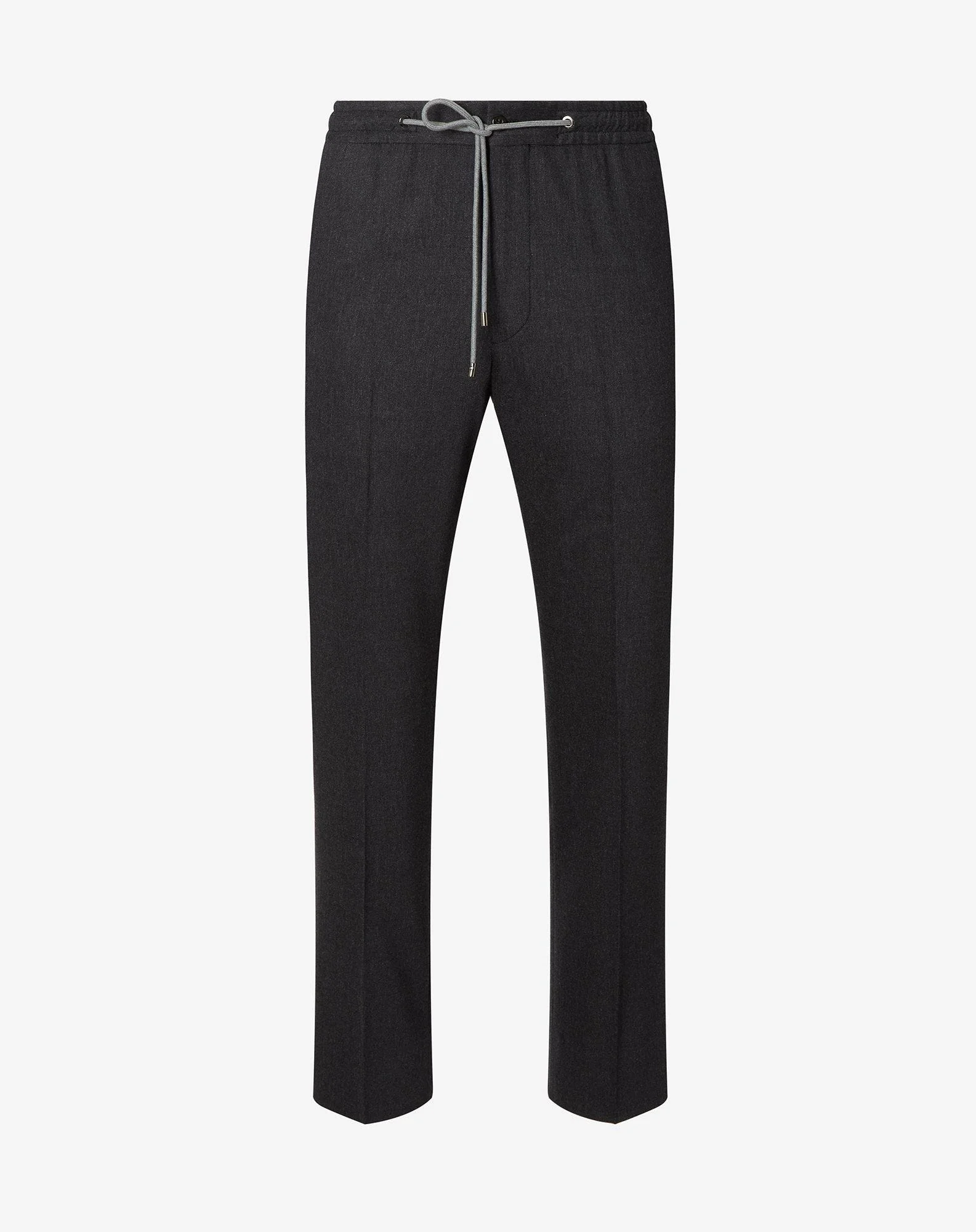 Anthracite grey wool and cashmere flannel trousers - 1