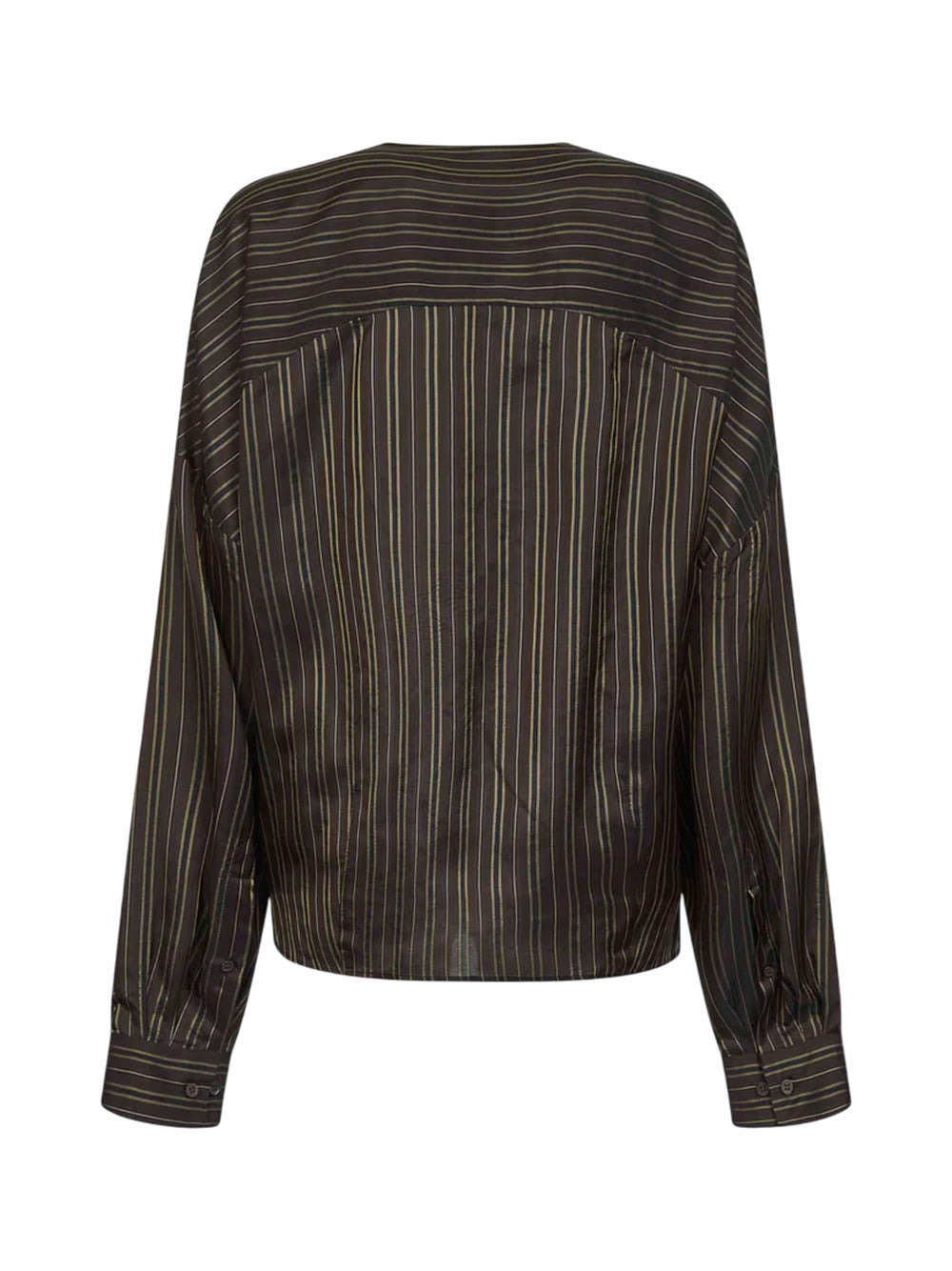Dries Van Noten Women Brown Striped Cupro Draped Blouse - 2