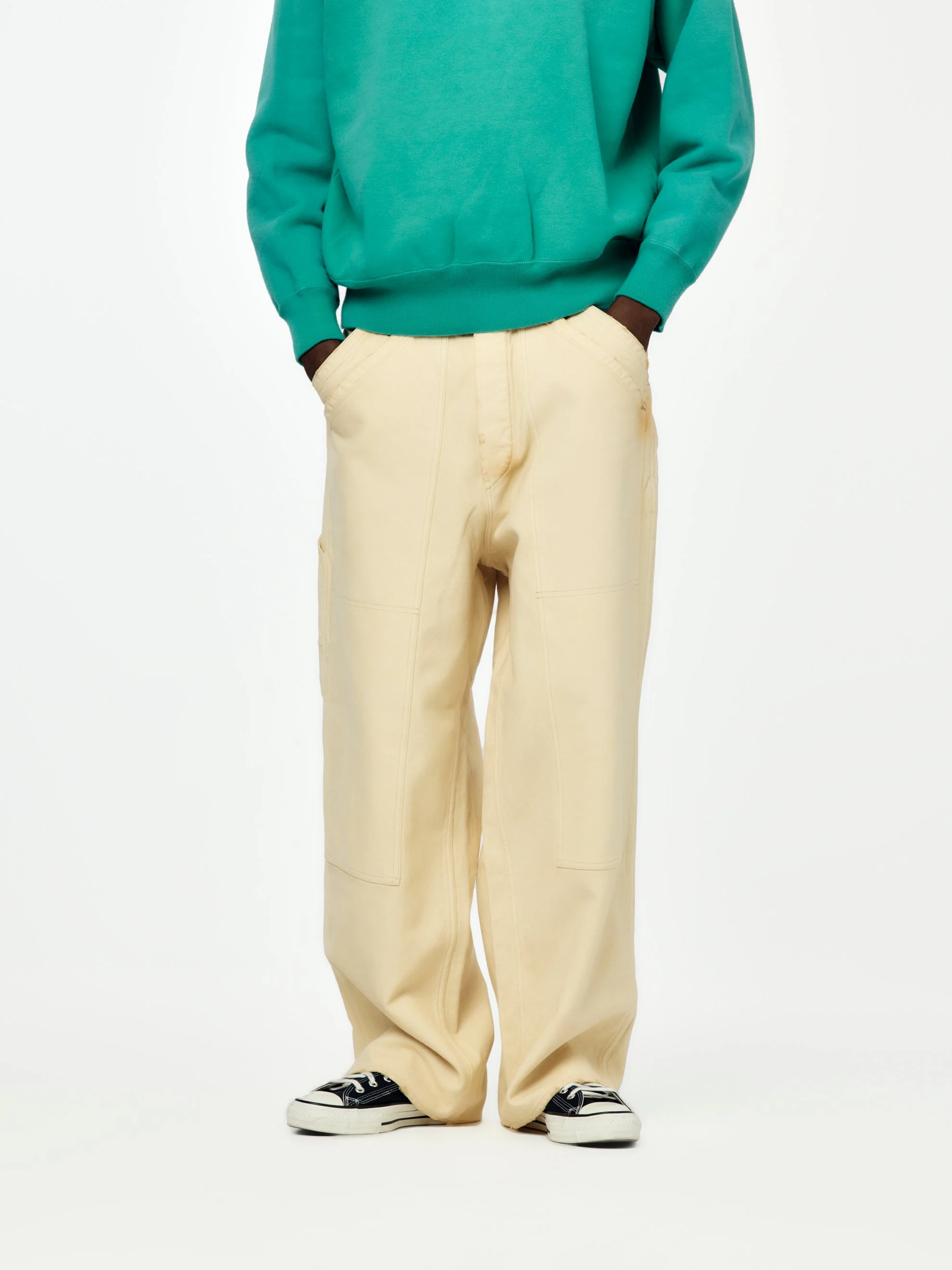 VINTAGE SILK HEMP DOUBLE KNEE PANTS (BEIGE) SIS - 1