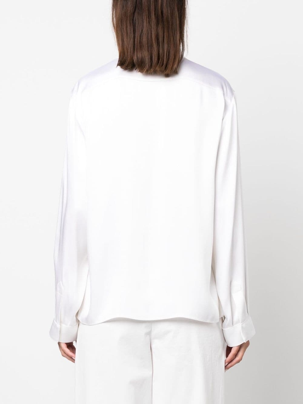 V-neck long-sleeves silk shirt - 4
