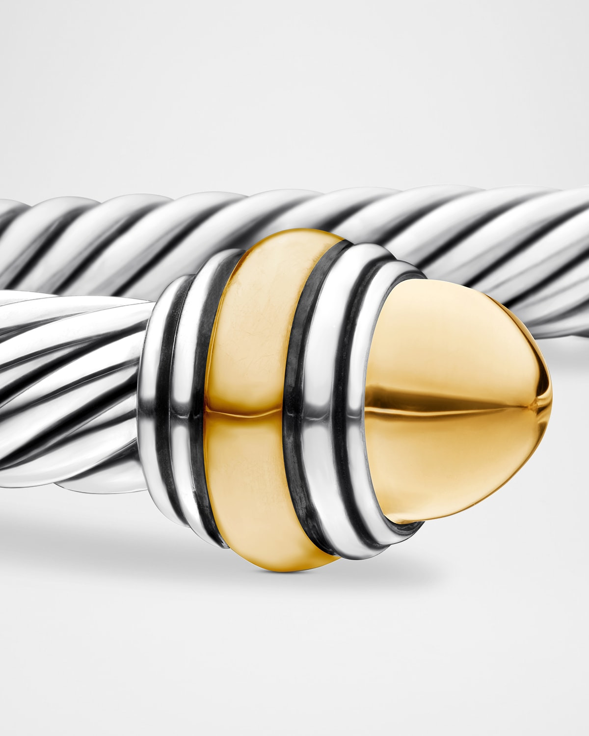 Cable Bracelet with Gemstone in Silver with 14K Gold, 5mm - 5