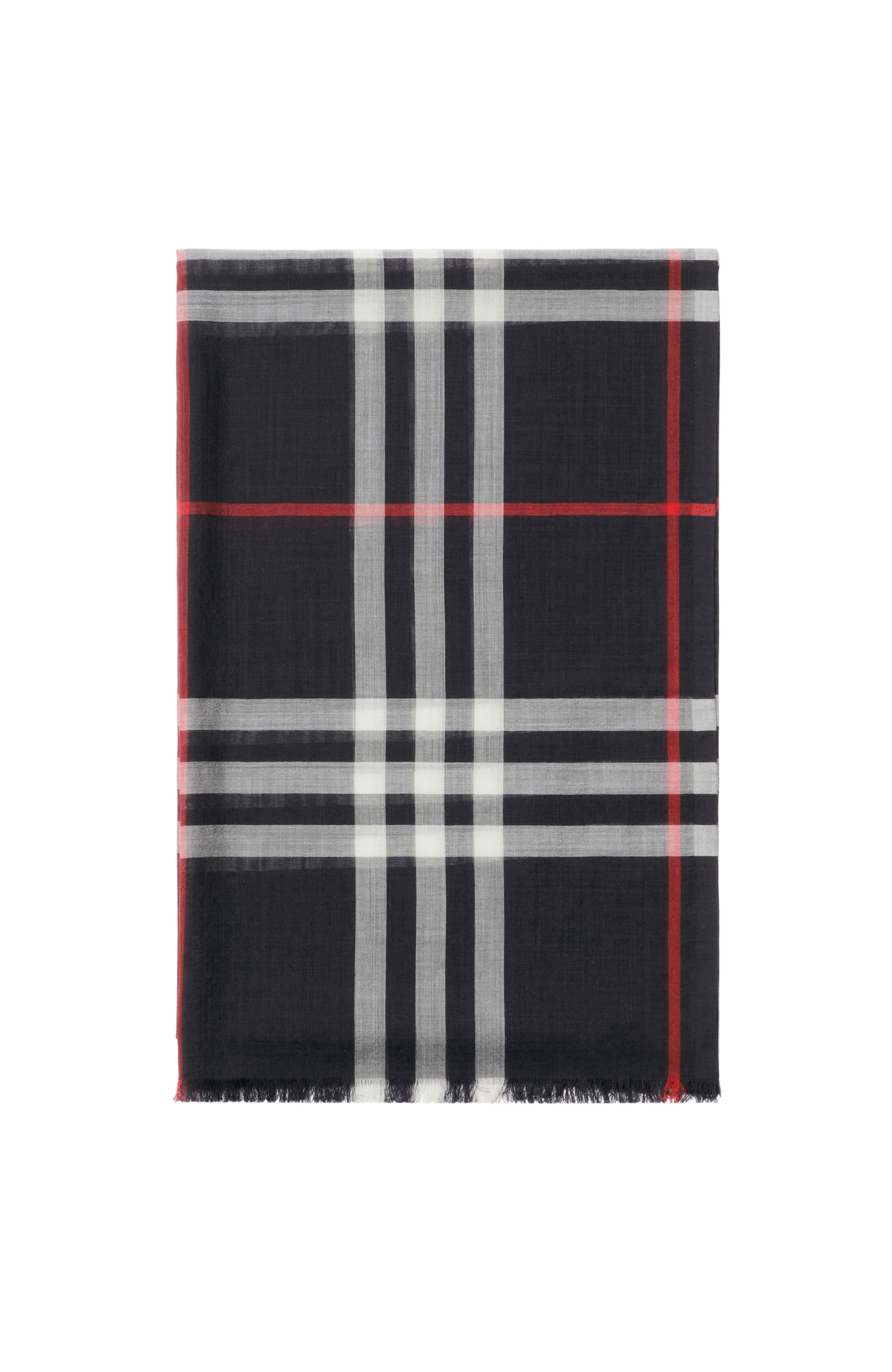 burberry Check Wool Silk Scarf in Navy at Nordstrom - 1