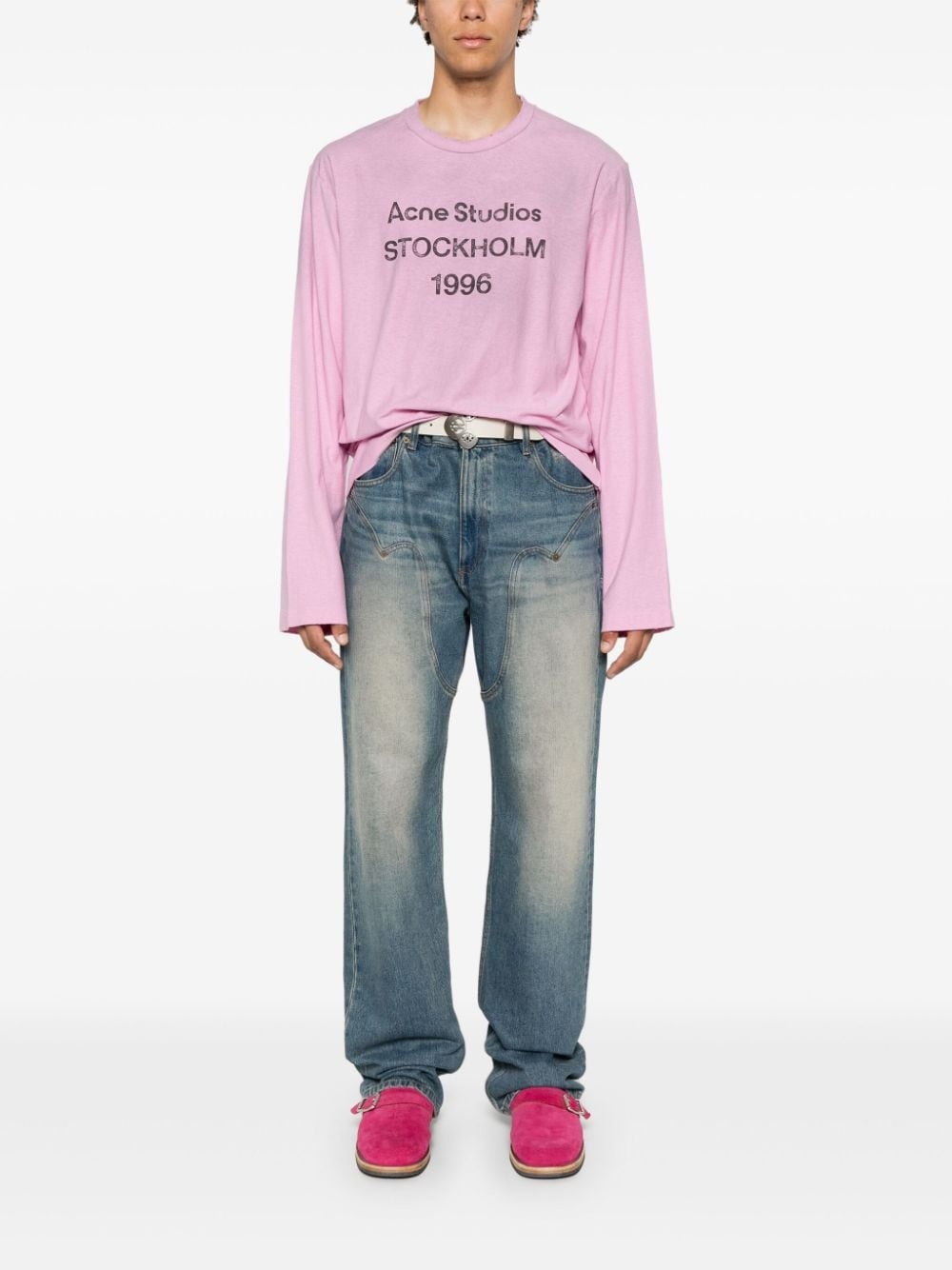 logo-print distressed T-shirt - 3