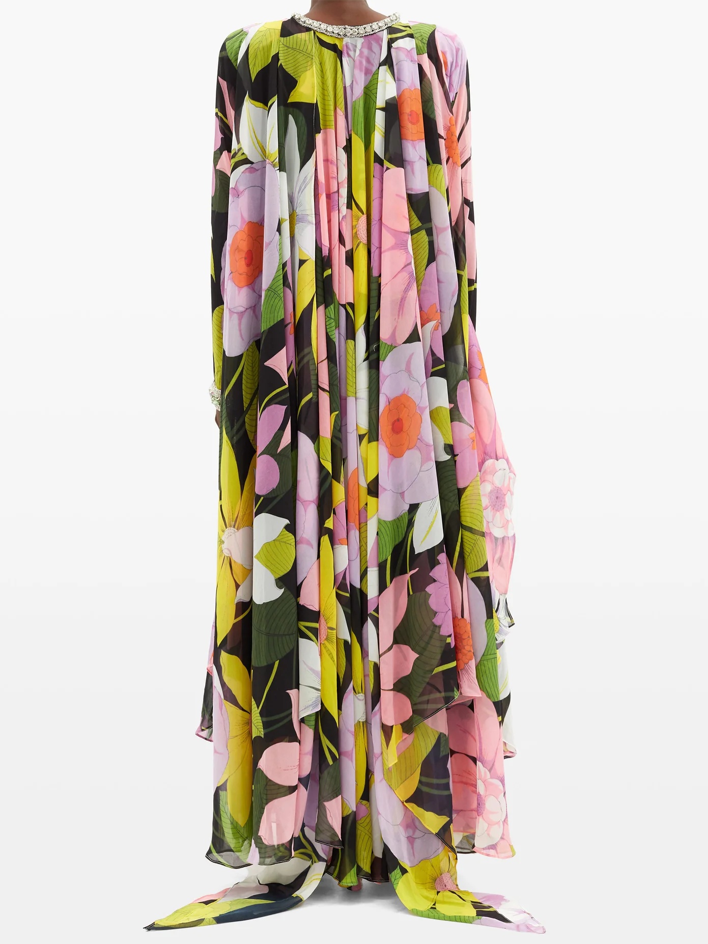 Hannah floral-print chiffon kaftan gown - 5