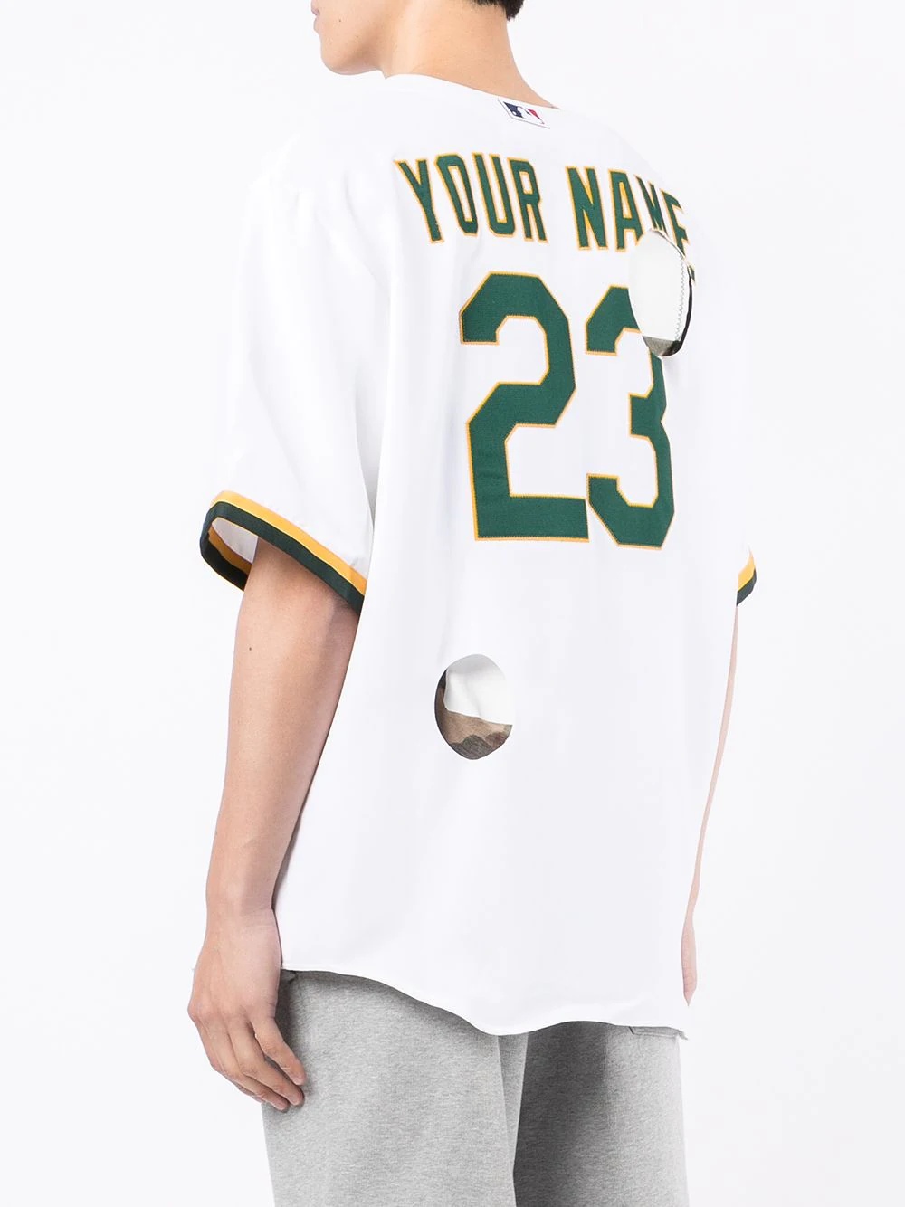 cut-out slogan-print baseball shirt - 4