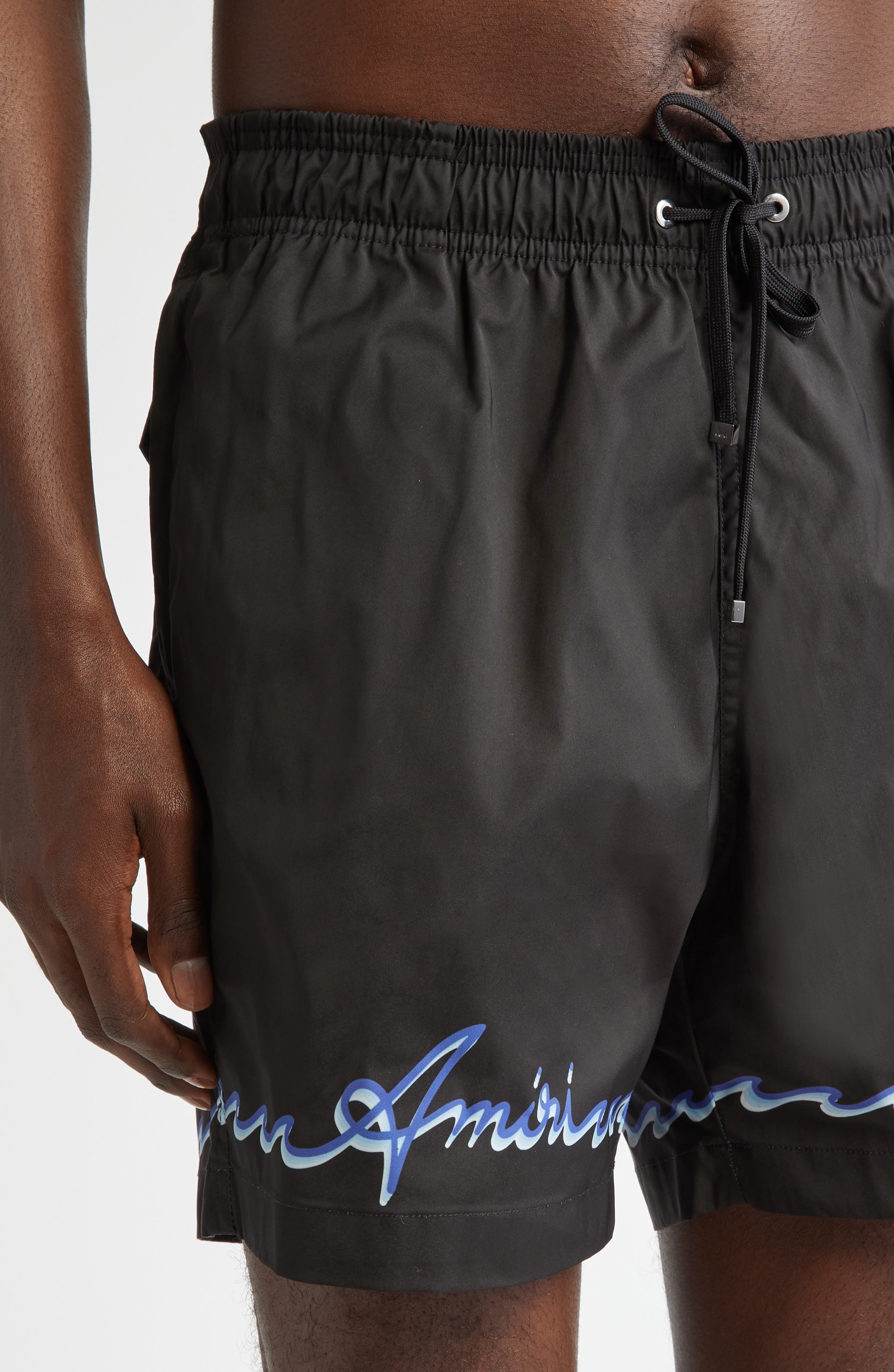AMIRI Wave Logo Swim Trunks in Black at Nordstrom - 5