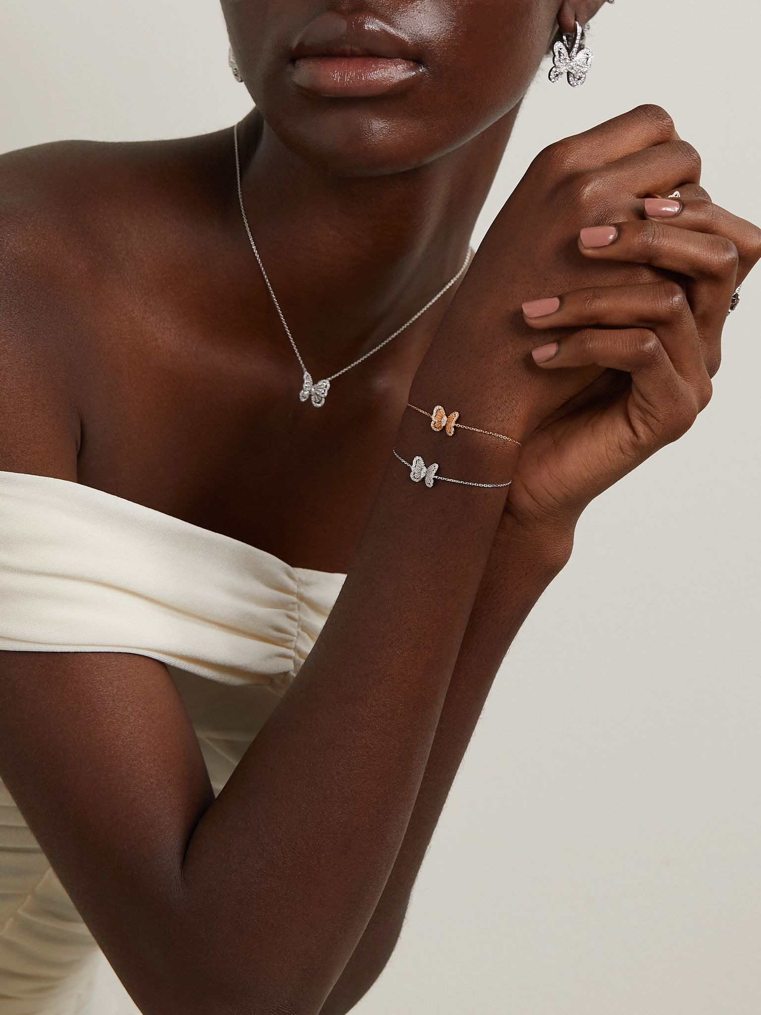 Portraits of Nature Butterfly 18-karat rose gold diamond bracelet Gold - 5
