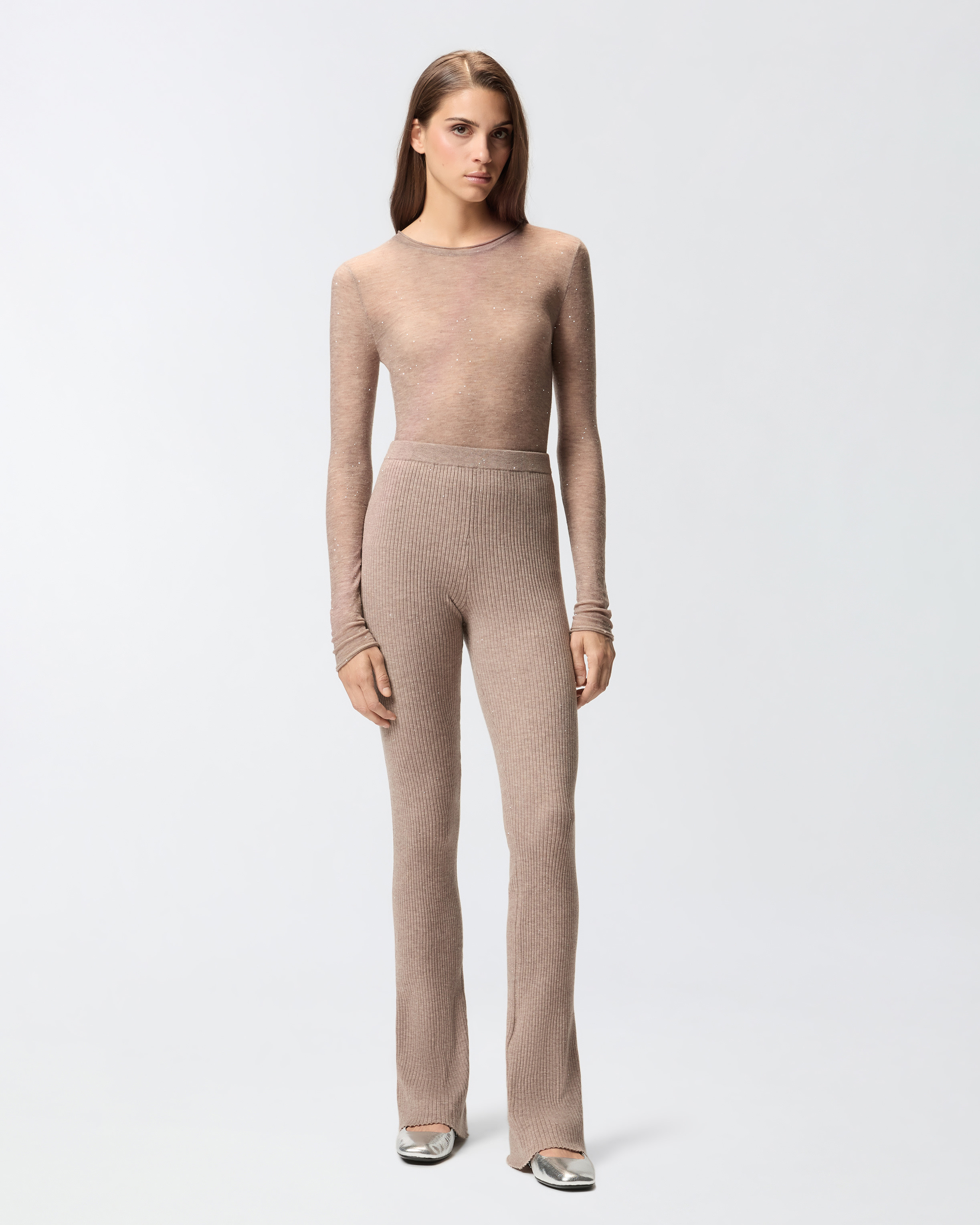 LONG FLARED KNIT TROUSERS - 2