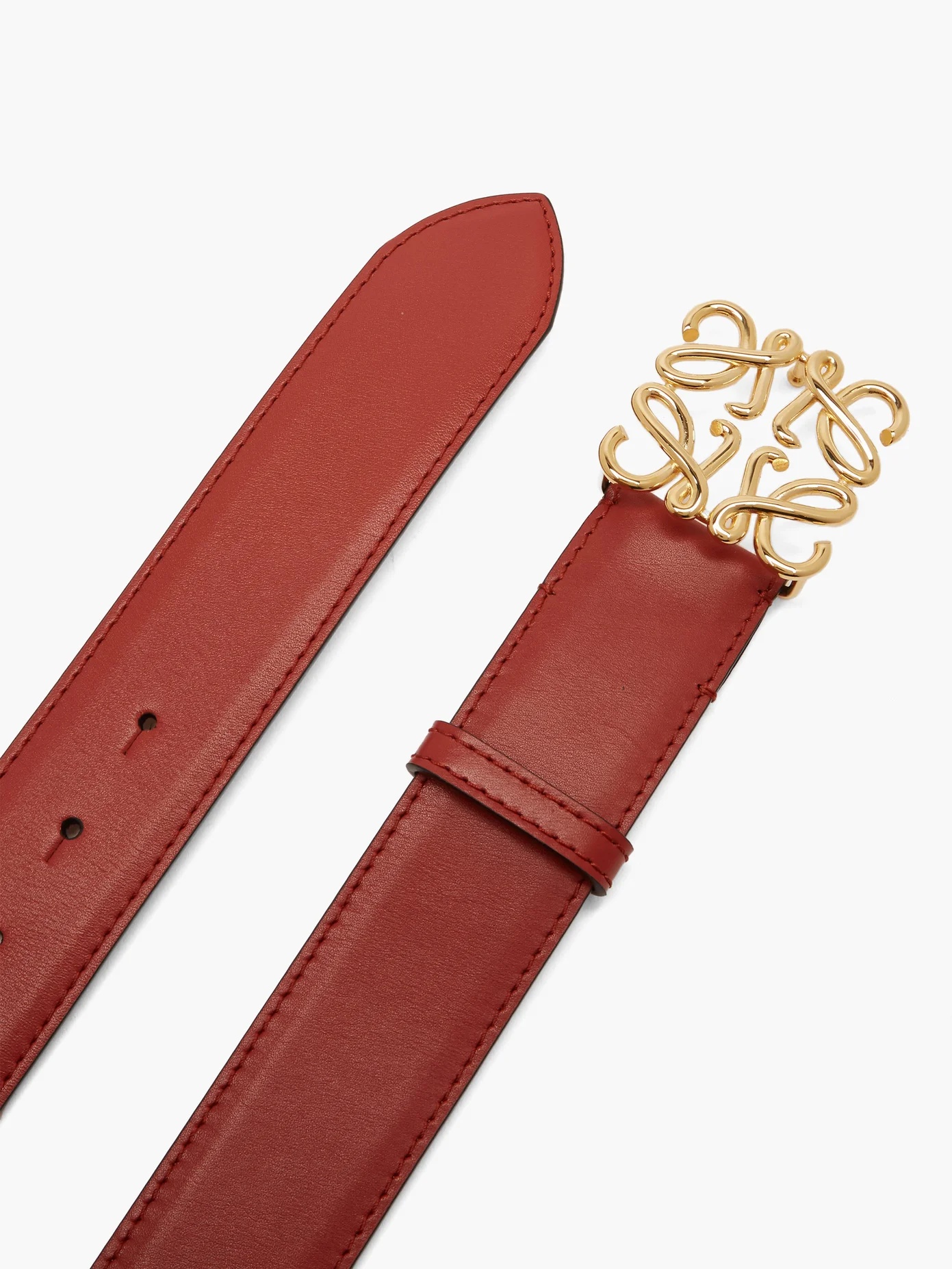 Anagram-buckle leather belt - 4