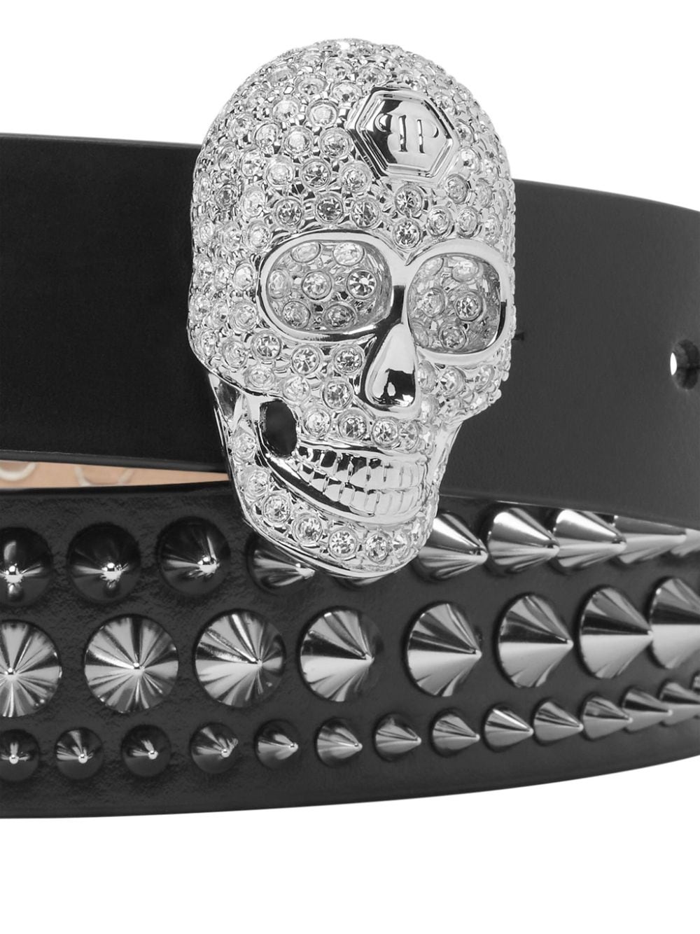 skull buckle leather belt - 3