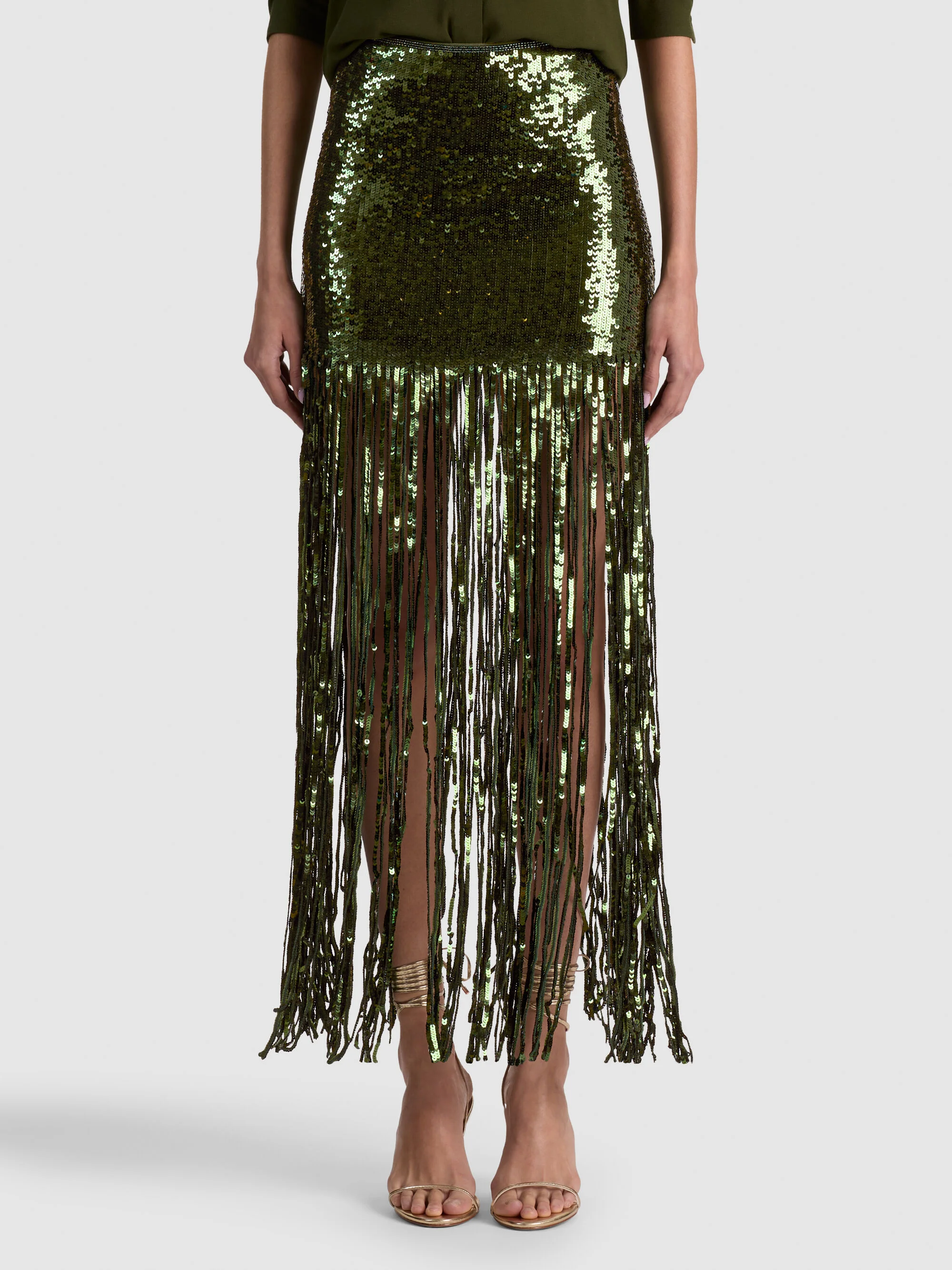 KENDRA SEQUIN FRINGE MAXI SKIRT - 1