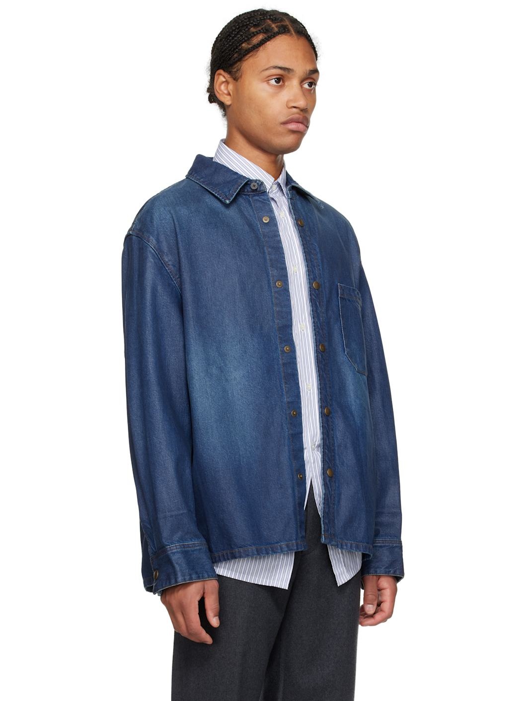 Blue Coated Denim Shirt - 2