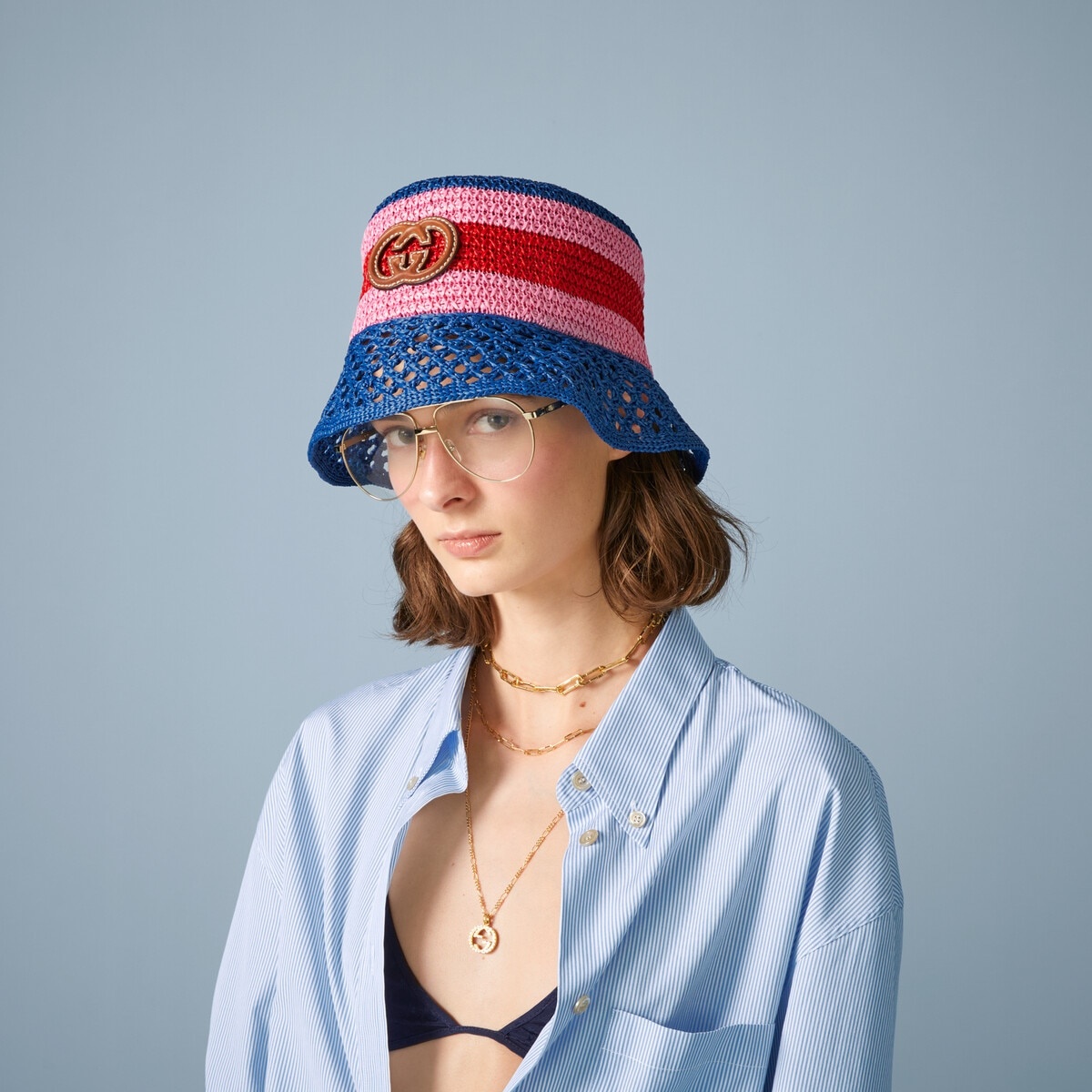 Raffia-effect viscose bucket hat - 3
