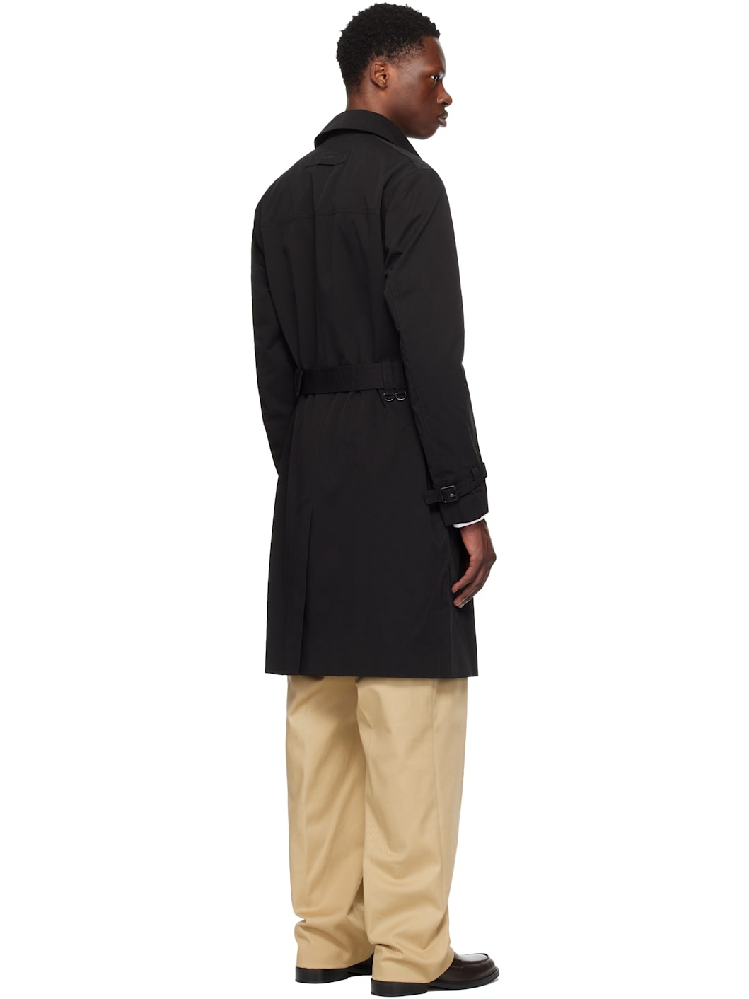 Black Water-Repellent Trench Coat - 3