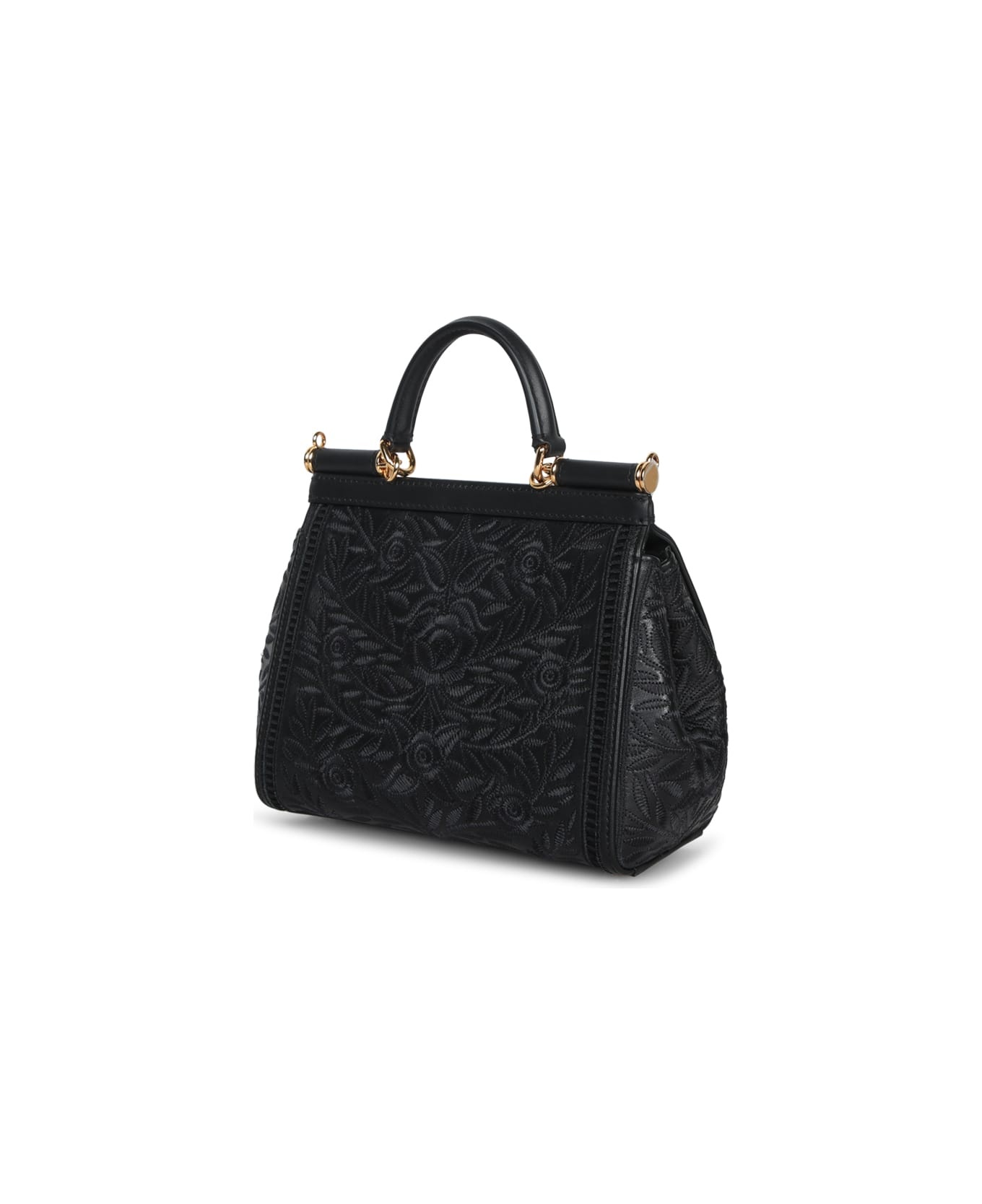 Black Leather Medium Sicily Handbag - 2