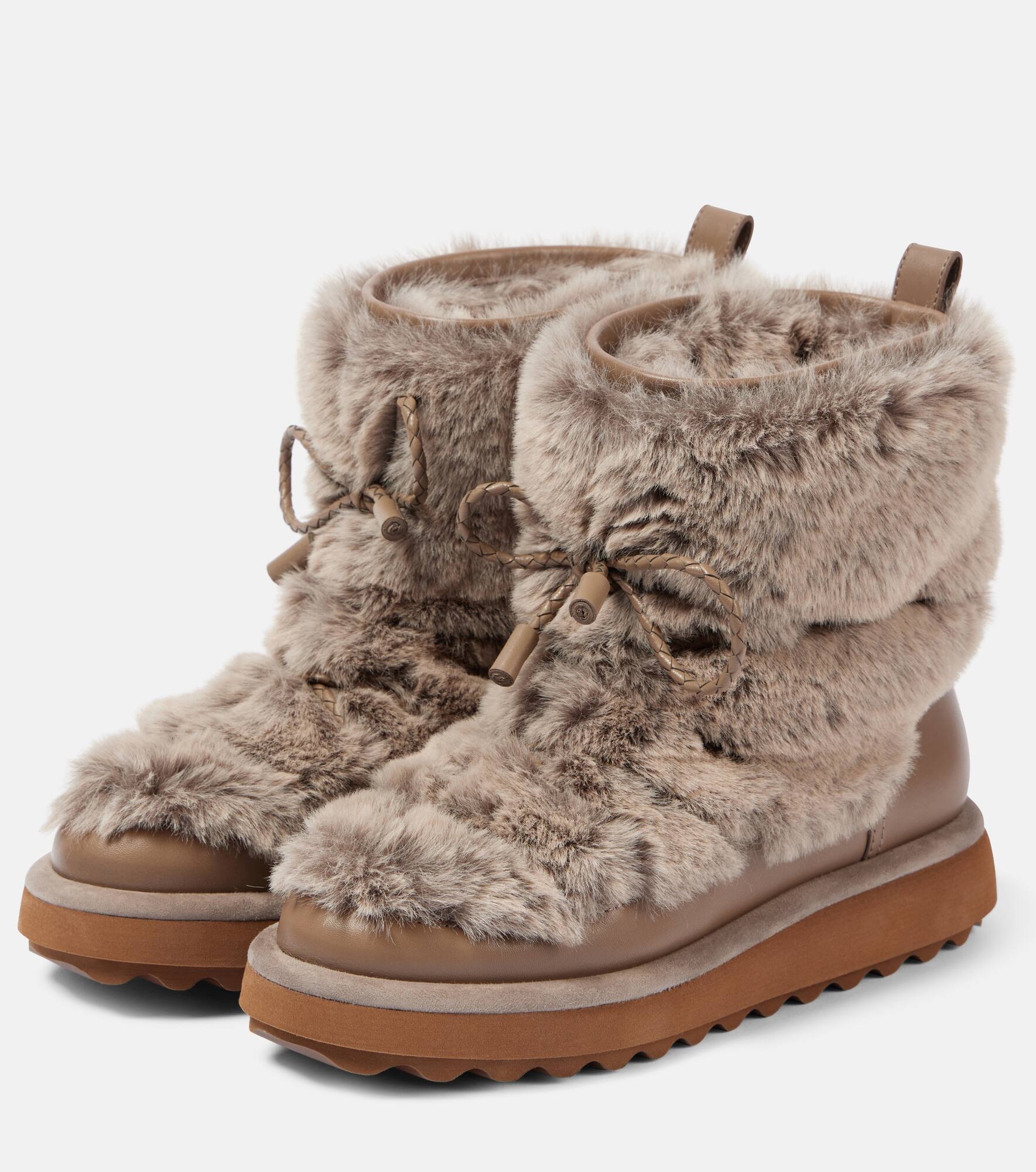 Zeva leather-trimmed faux fur boots - 4