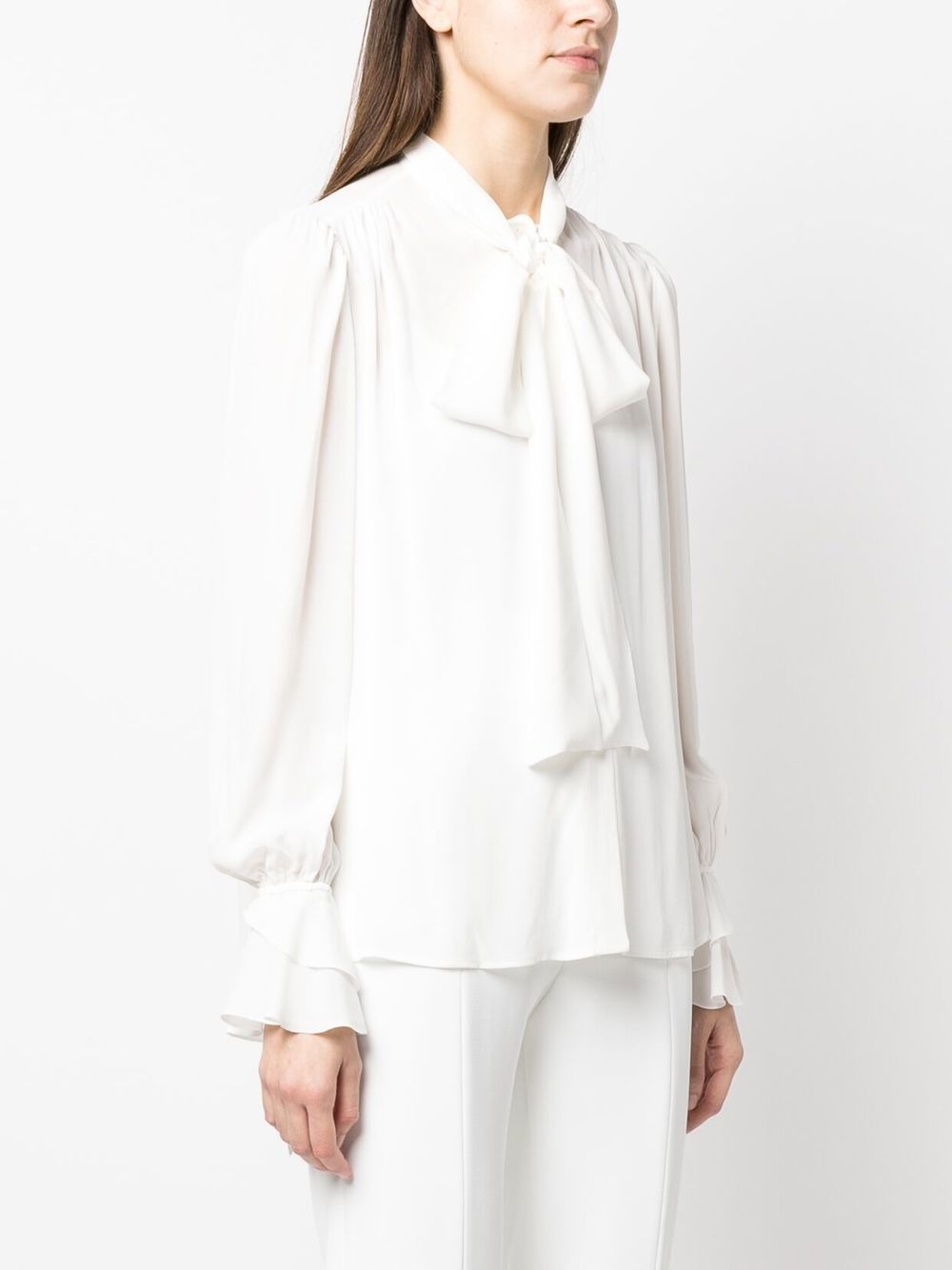 bow-detail draped shirt - 3