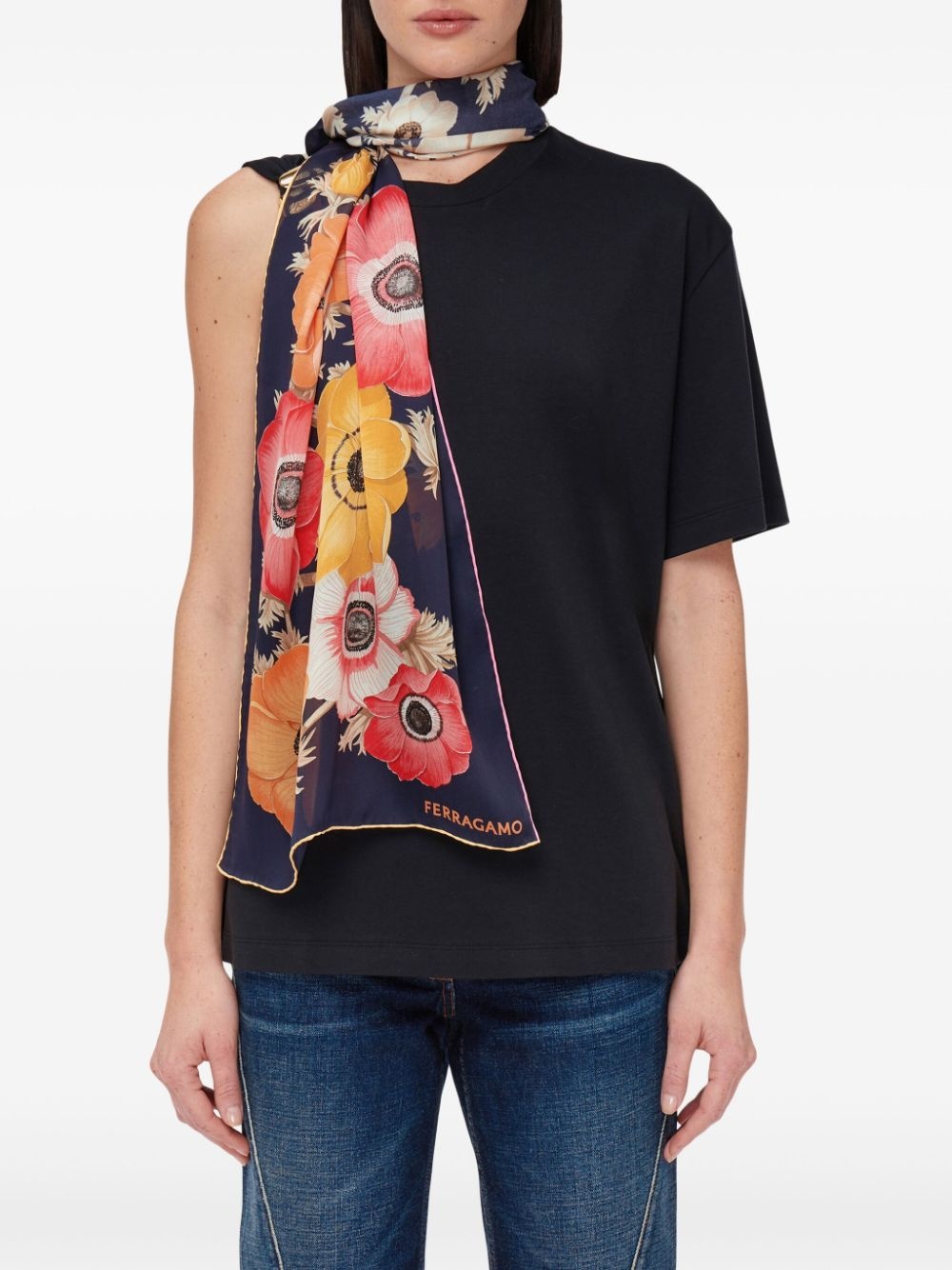 floral-print silk scarf - 3