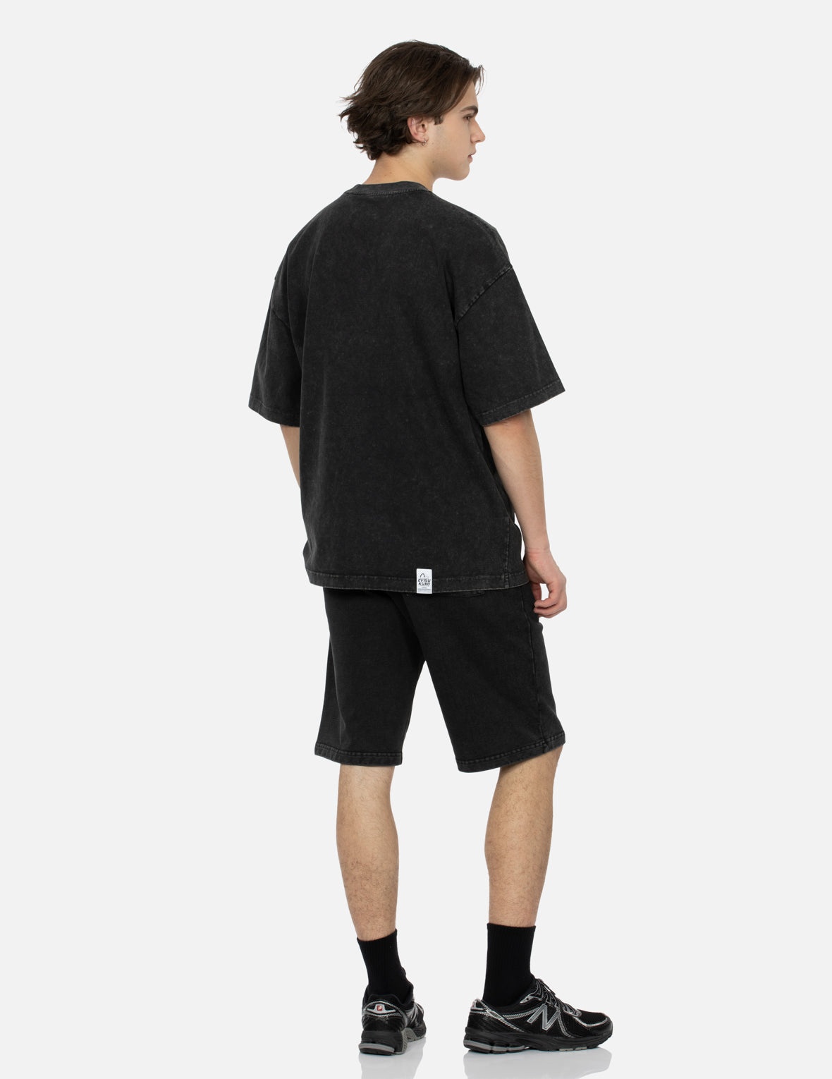 Logo and Slogan Print Oversized Pigment Dye T-Shirt - 4