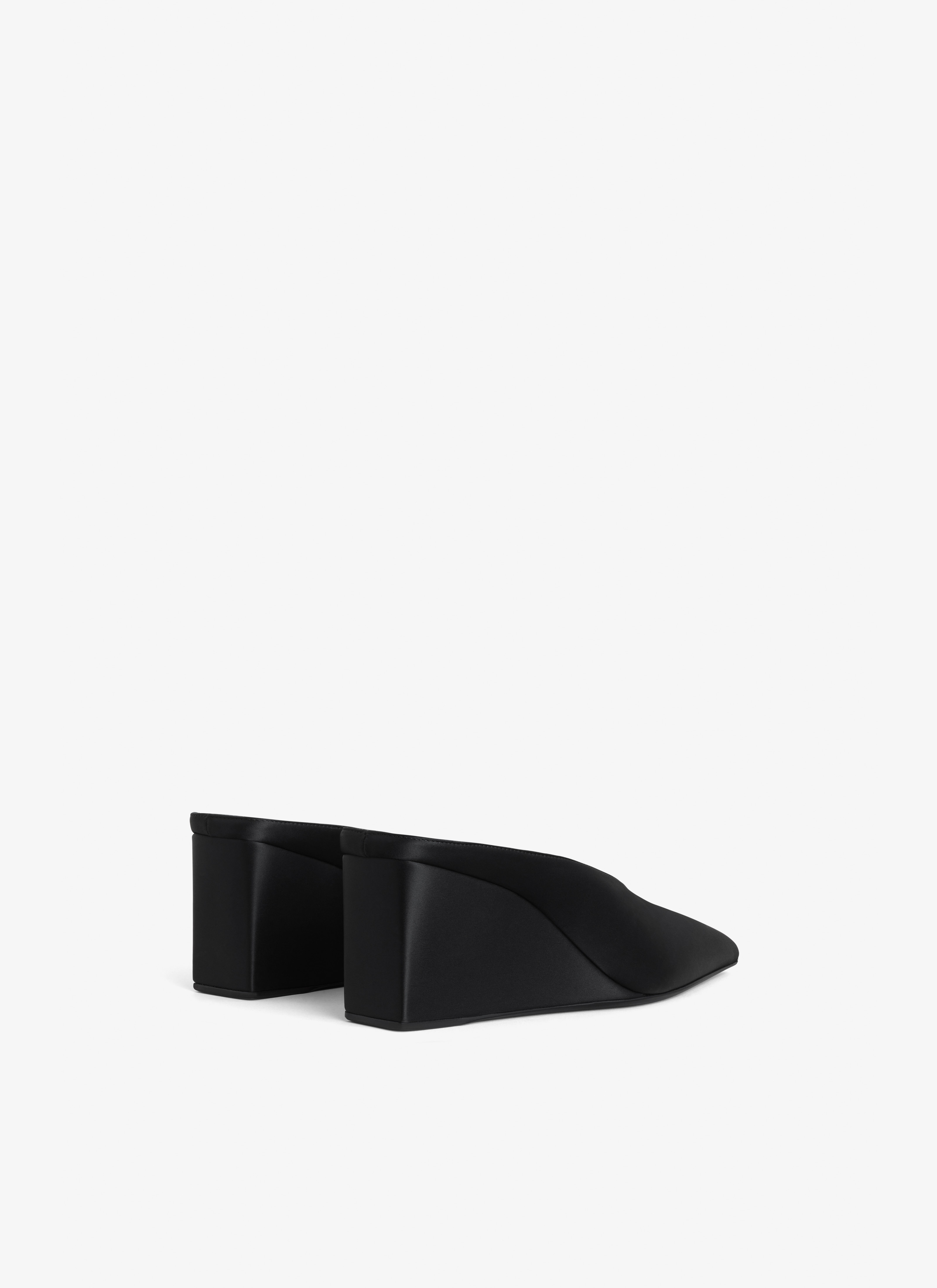 Alaïa CUBE WEDGE MULES IN SATIN | REVERSIBLE