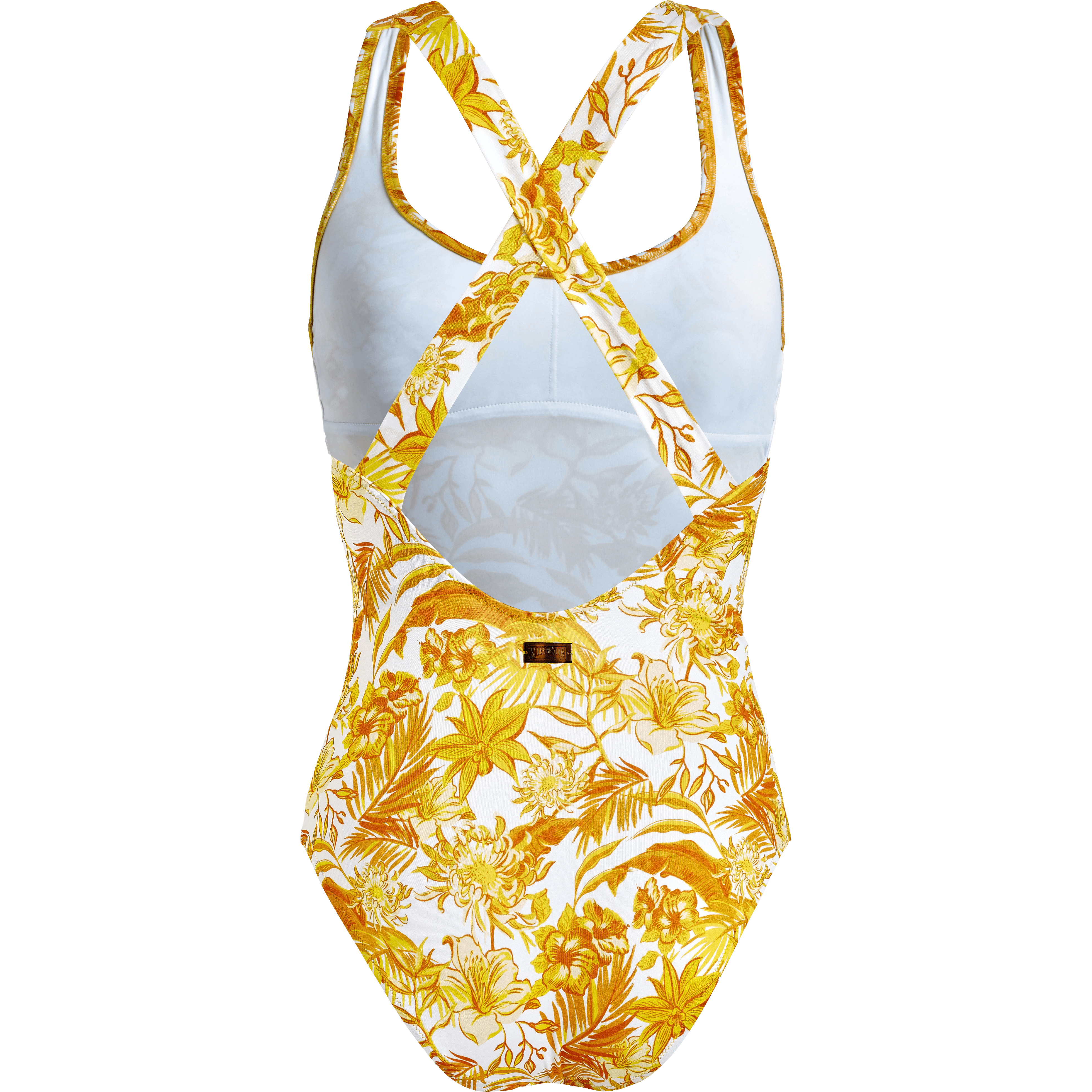 Women Round Neckline One-piece Swimsuit Tahiti Flowers - 2