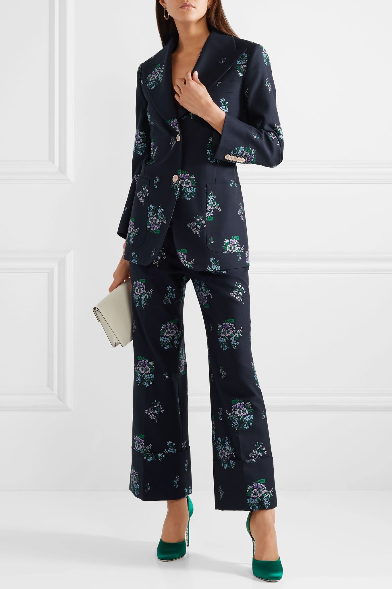 Cotton and wool-blend jacquard wide-leg pants - 2