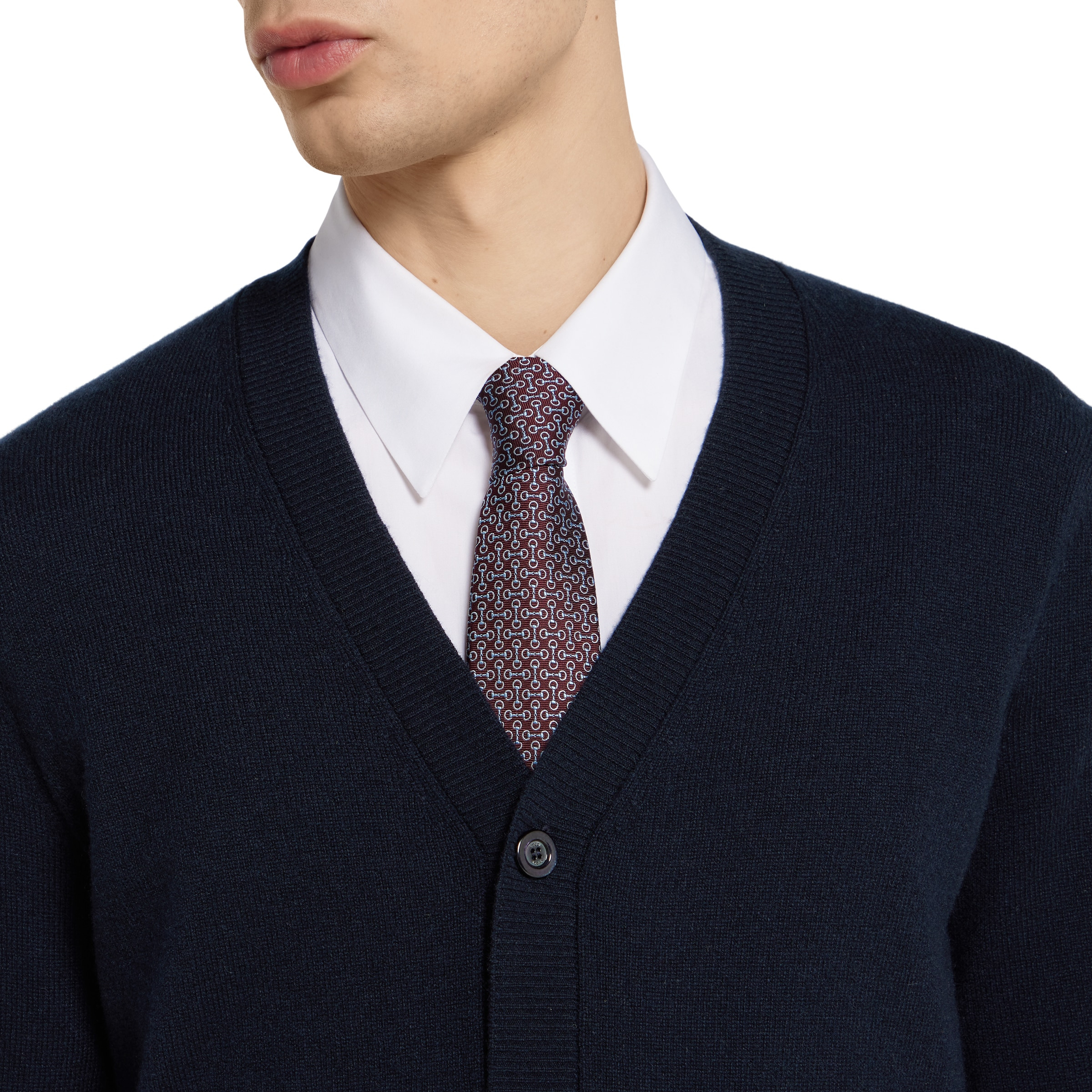 Fine cashmere cardigan with intarsia - 5