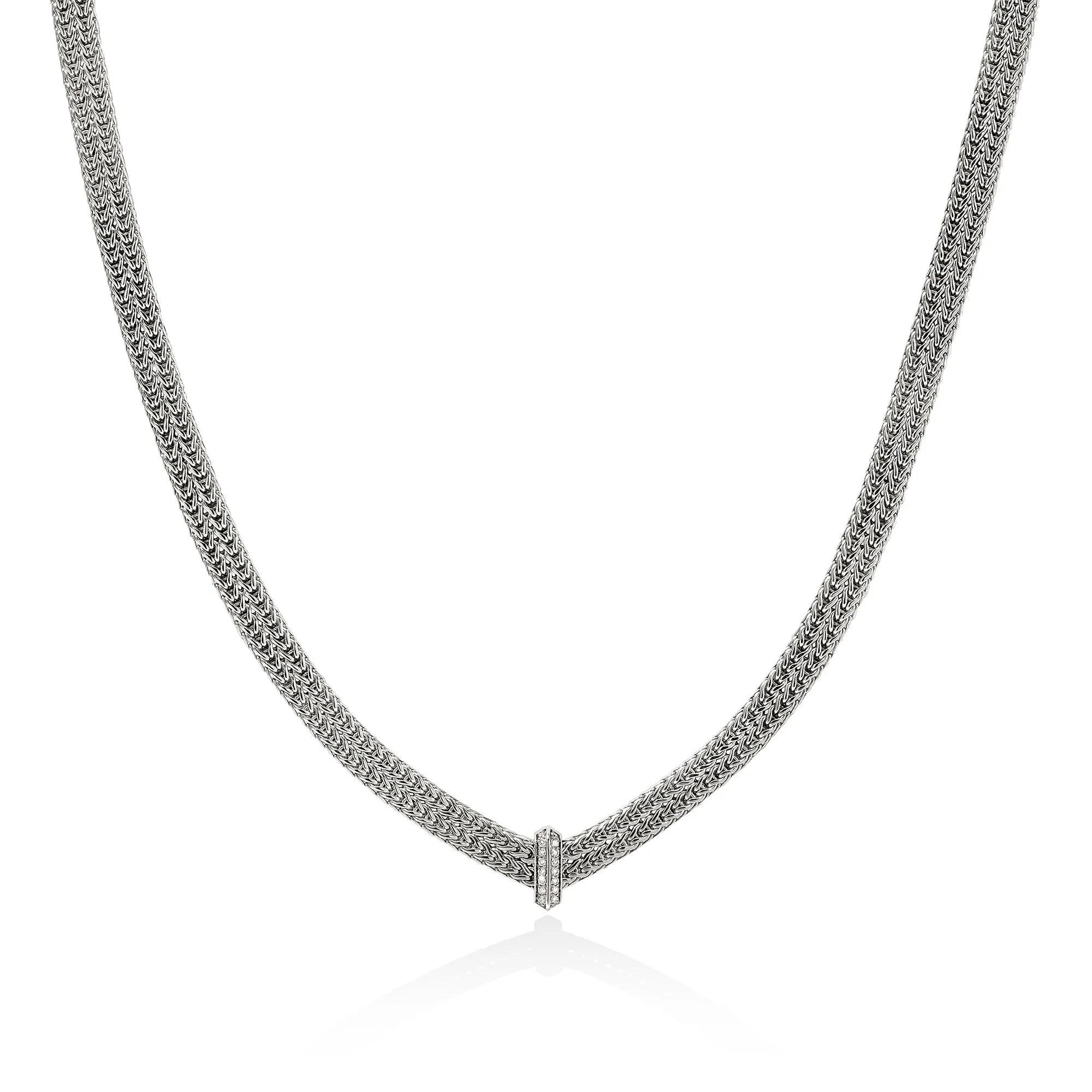 Icon Link Necklace, Sterling Silver, Diamonds, 6MM - 1