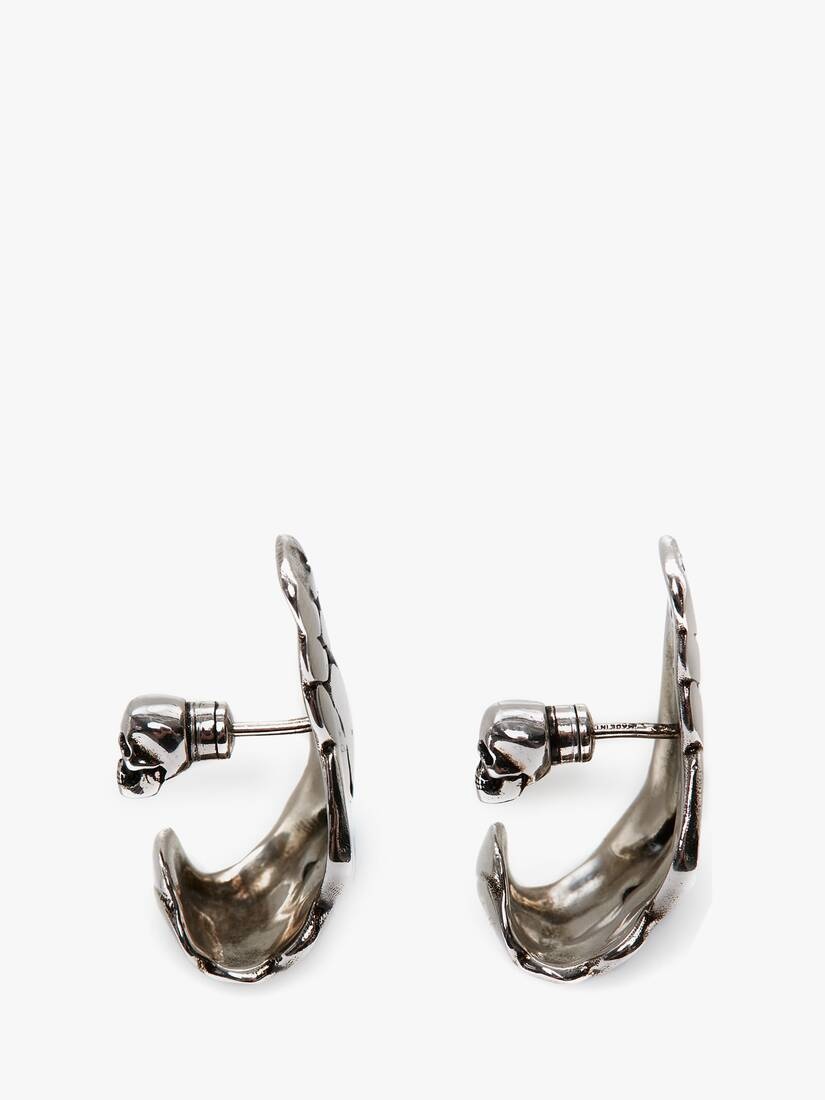 Crushed Chain Hoop Earrings in Antique Silver - 2