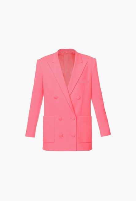 Neon pink boyfriend jacket with double-breasted closure - 1