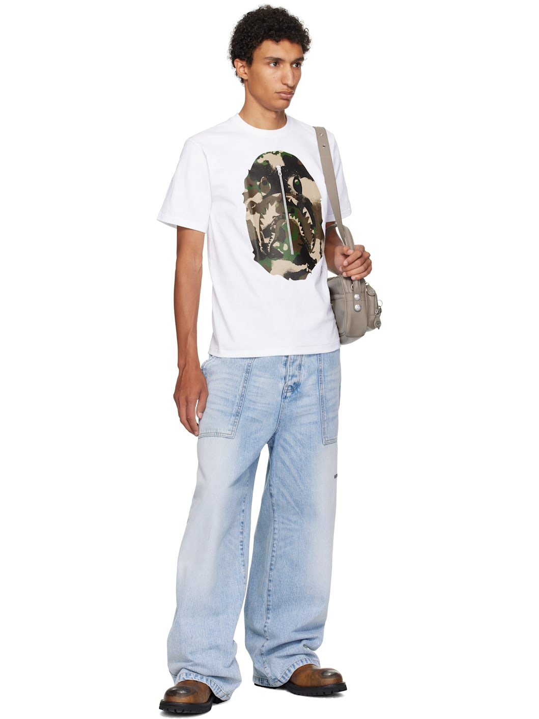 White Map Camo Ape Head Shark T-shirt - 4