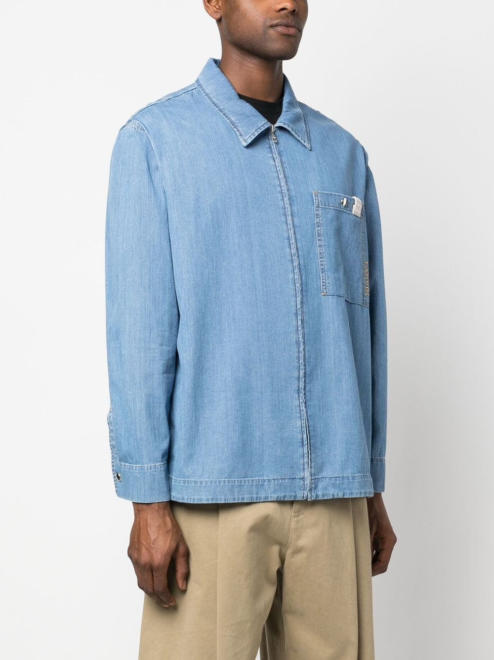 zip-up denim shirt - 3