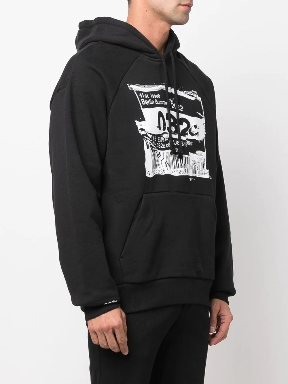 barcode-glitch organic cotton hoodie - 4