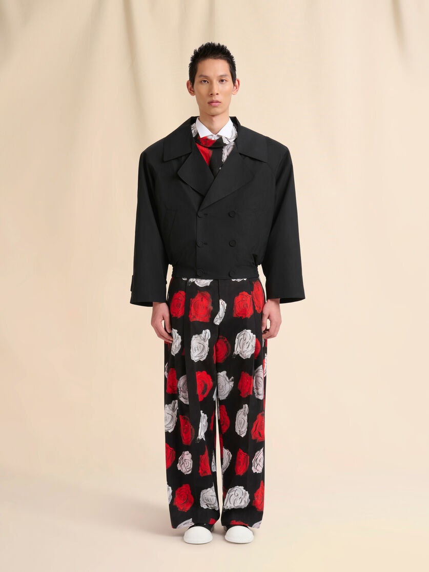 BLACK POPLIN DOUBLE-BREASTED JACKET - 2